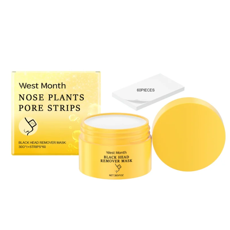 West Month Blackhead Nose Strips 60 Pieces Set with Gentle Formula for Deep Pore Cleansing and Acne Removal