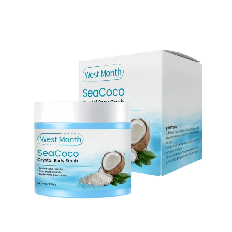 West Month Crystal Body Exfoliating Scrub with Coconut and Grape Seed Oil for Deep Cleansing and Moisturizing