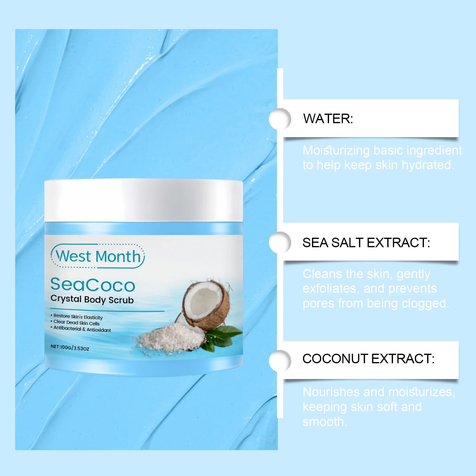 Body Exfoliating Scrub Crystal Exfoliator for Smooth Skin 100g 8 body exfoliating scrub crystal exfoliator 100g wes rqm9hrt3 desc 8