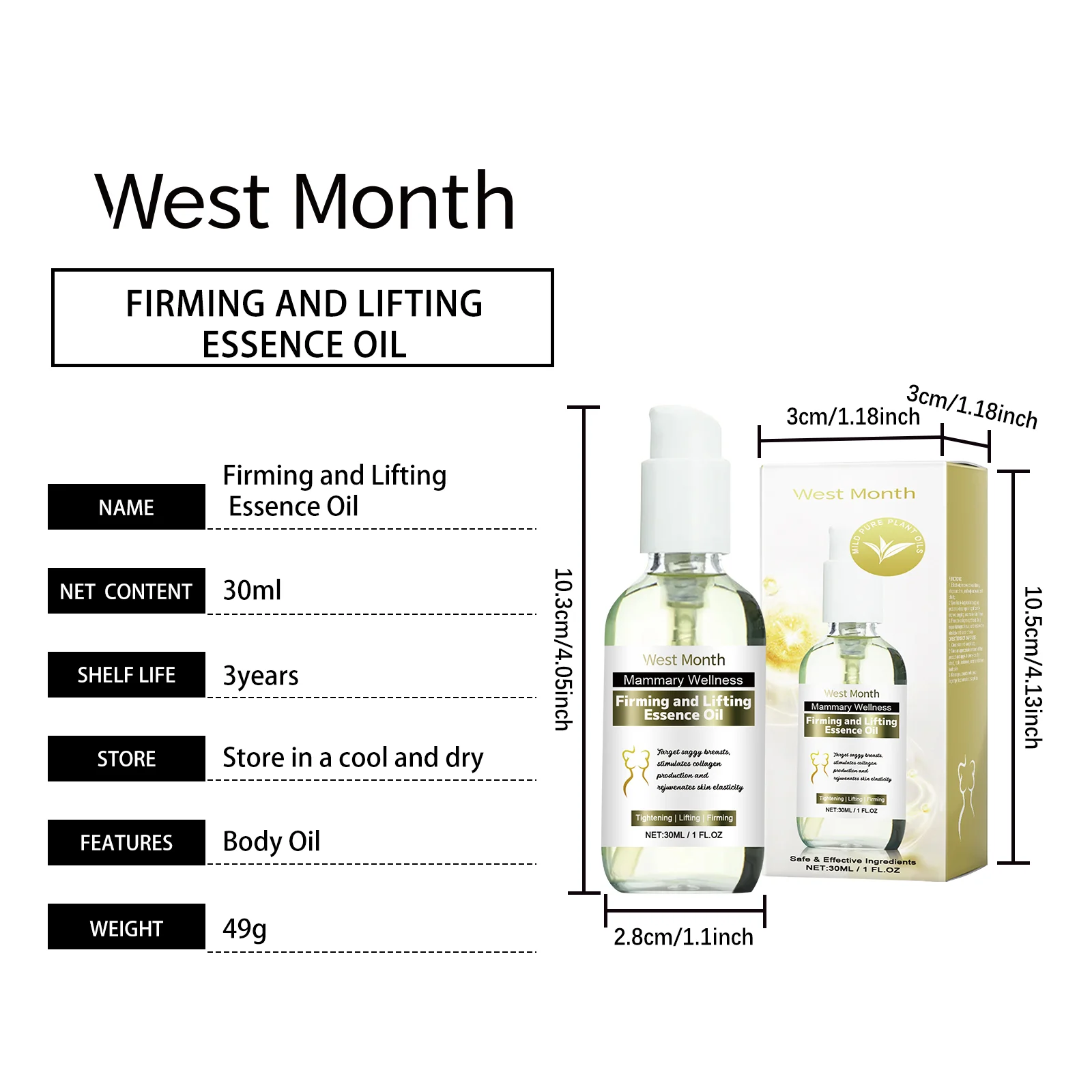 Body Firming Essence Oil 30ml for Tightening, Lifting & Moisturizing 1 body firming essence oil 30ml wes xss9f8gm desc 1