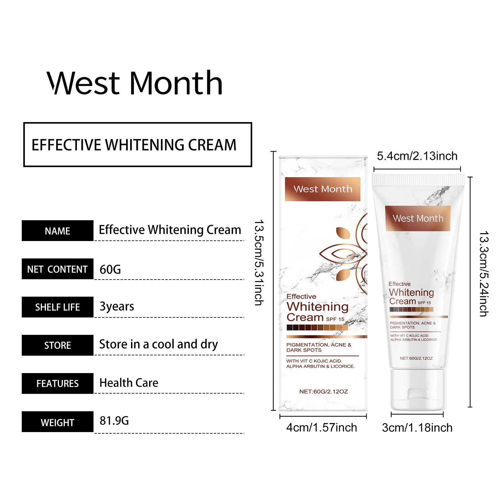 Body Moisturizing Brightening Cream 60g Hydrating Lotion for Dry Skin with SPF 15 1 body moisturizing brightening cream 60g spf15 wes meeztczn desc 1