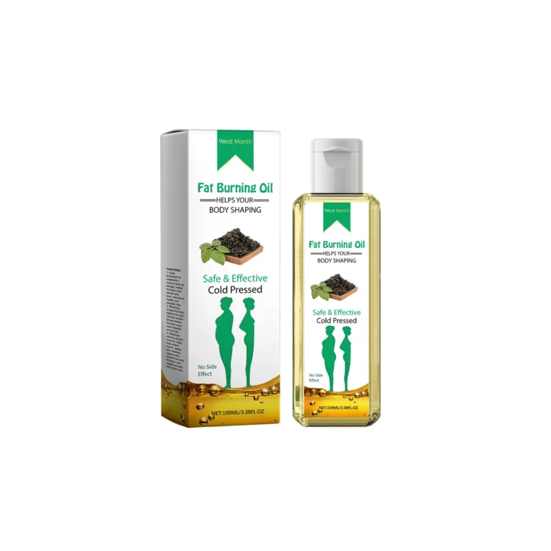West Month Body Slimming Oil 100ml for burning fat, firming skin, and improving body shape with natural ingredients.