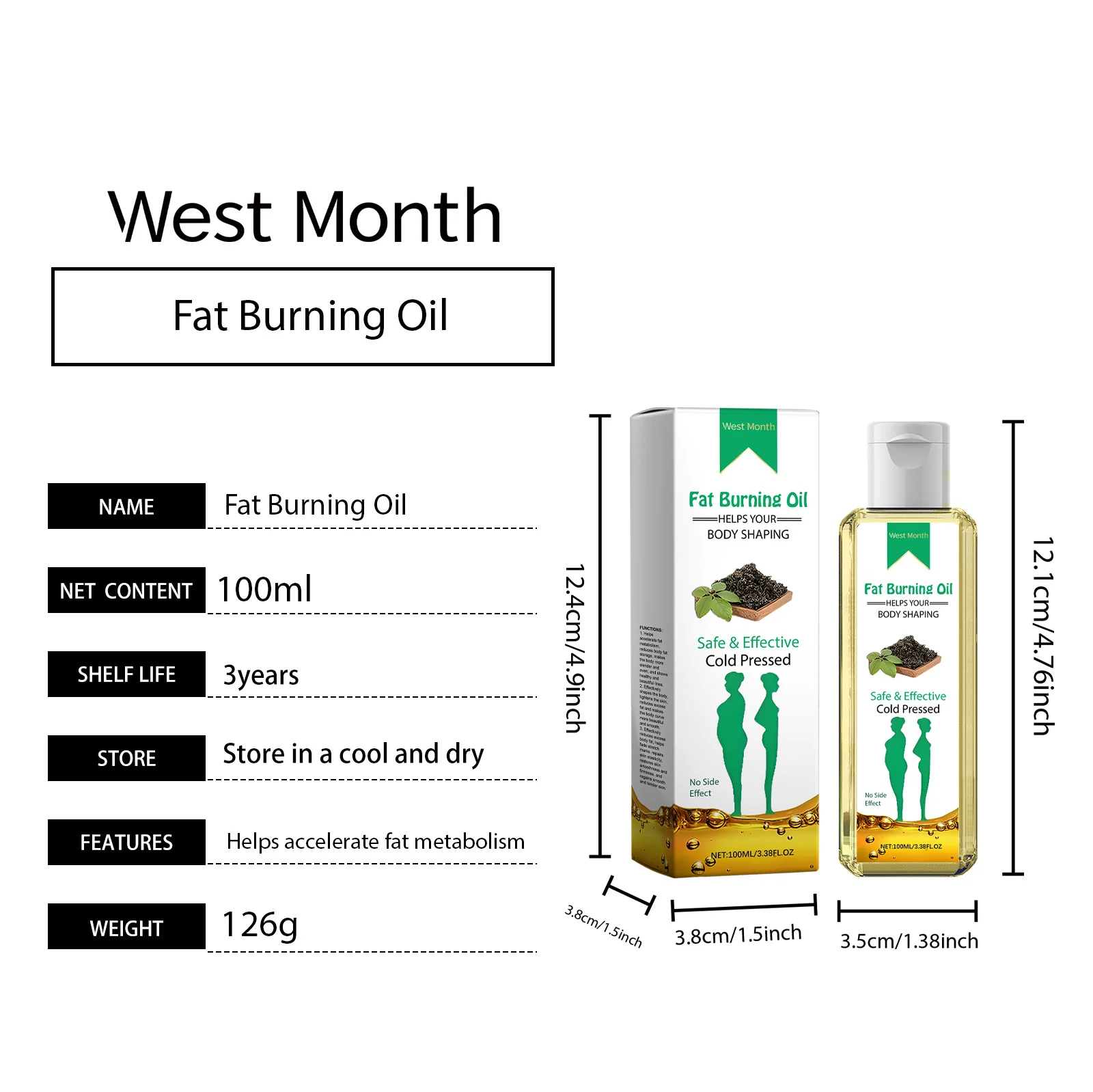 Body Slimming Oil for Fat Burning & Firming - 100ml Moisturizing Massage Oil 1 body slimming fat burning firming oil 100ml wes myn6jzt8 desc 1