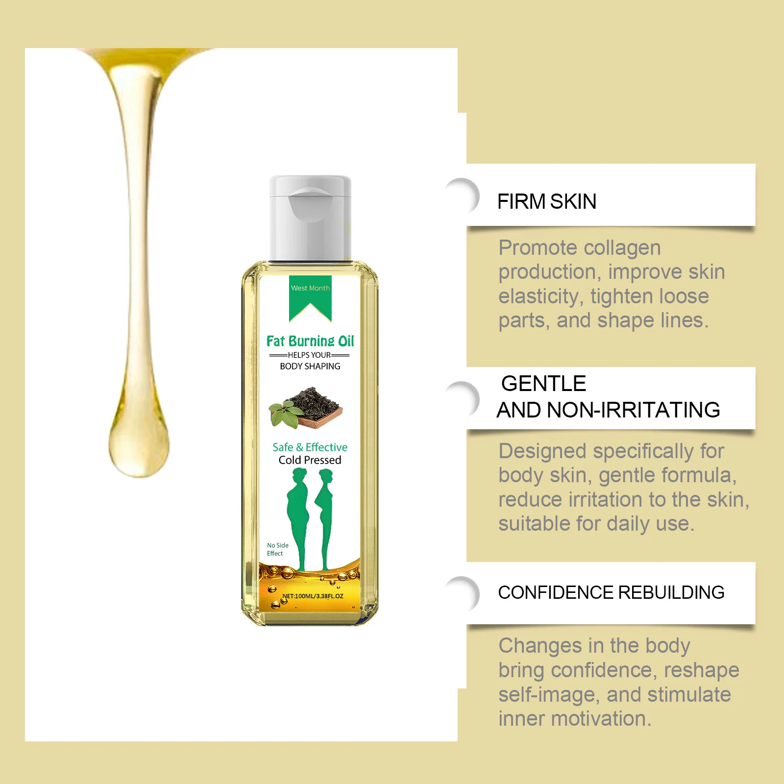 Body Slimming Oil for Fat Burning & Firming - 100ml Moisturizing Massage Oil 8 body slimming fat burning firming oil 100ml wes myn6jzt8 desc 8