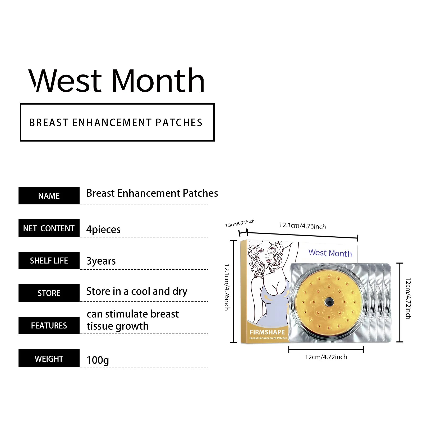 West Month Breast Enhancement Patches for Firming, Lifting, and Daily Care 1 breast enhancement firming patches wes 87p6kunn desc 1