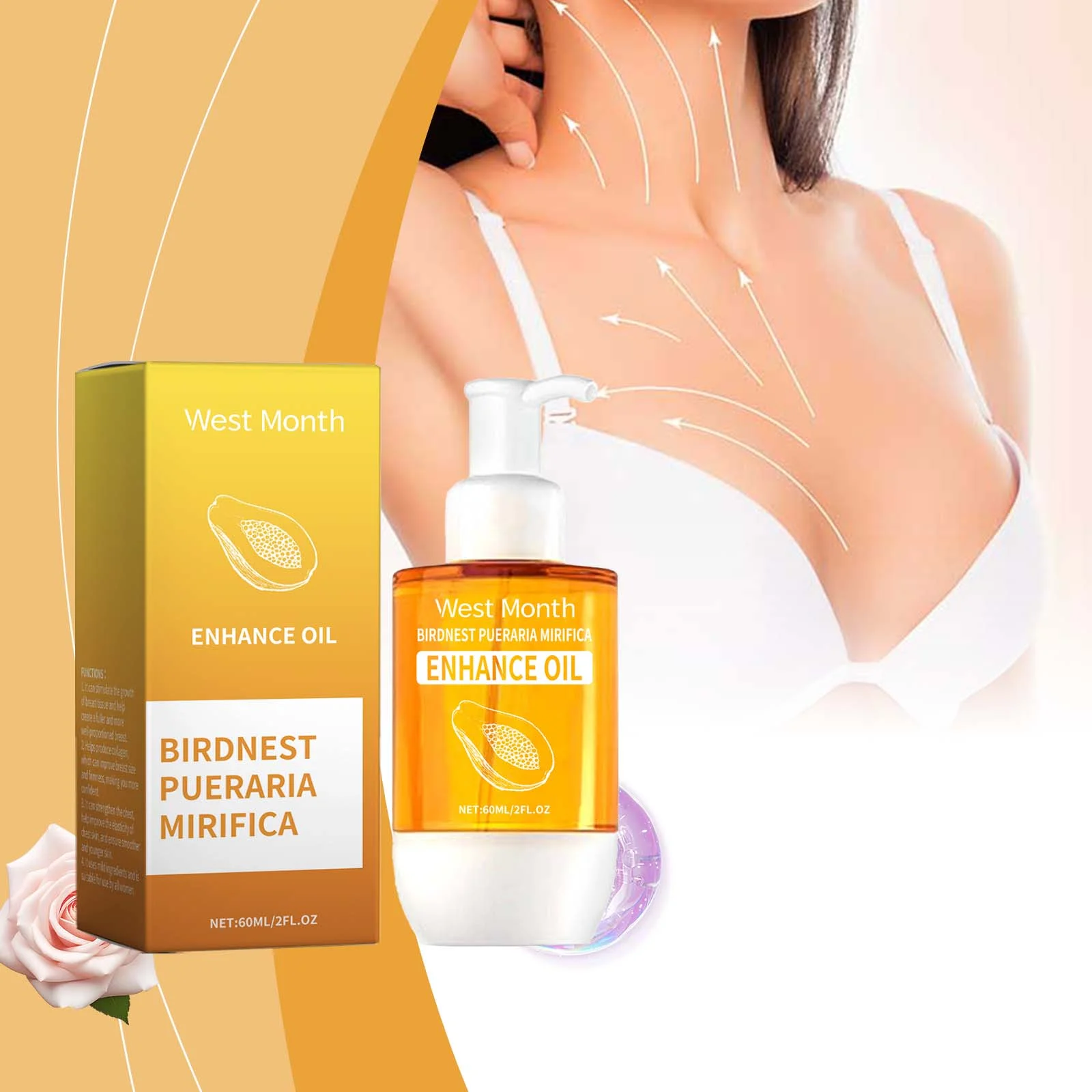 Breast Enhancement Massage Oil 60ml for Firming and Plumping 2 breast enhancement massage oil 60ml wes 65jcngaj desc 2