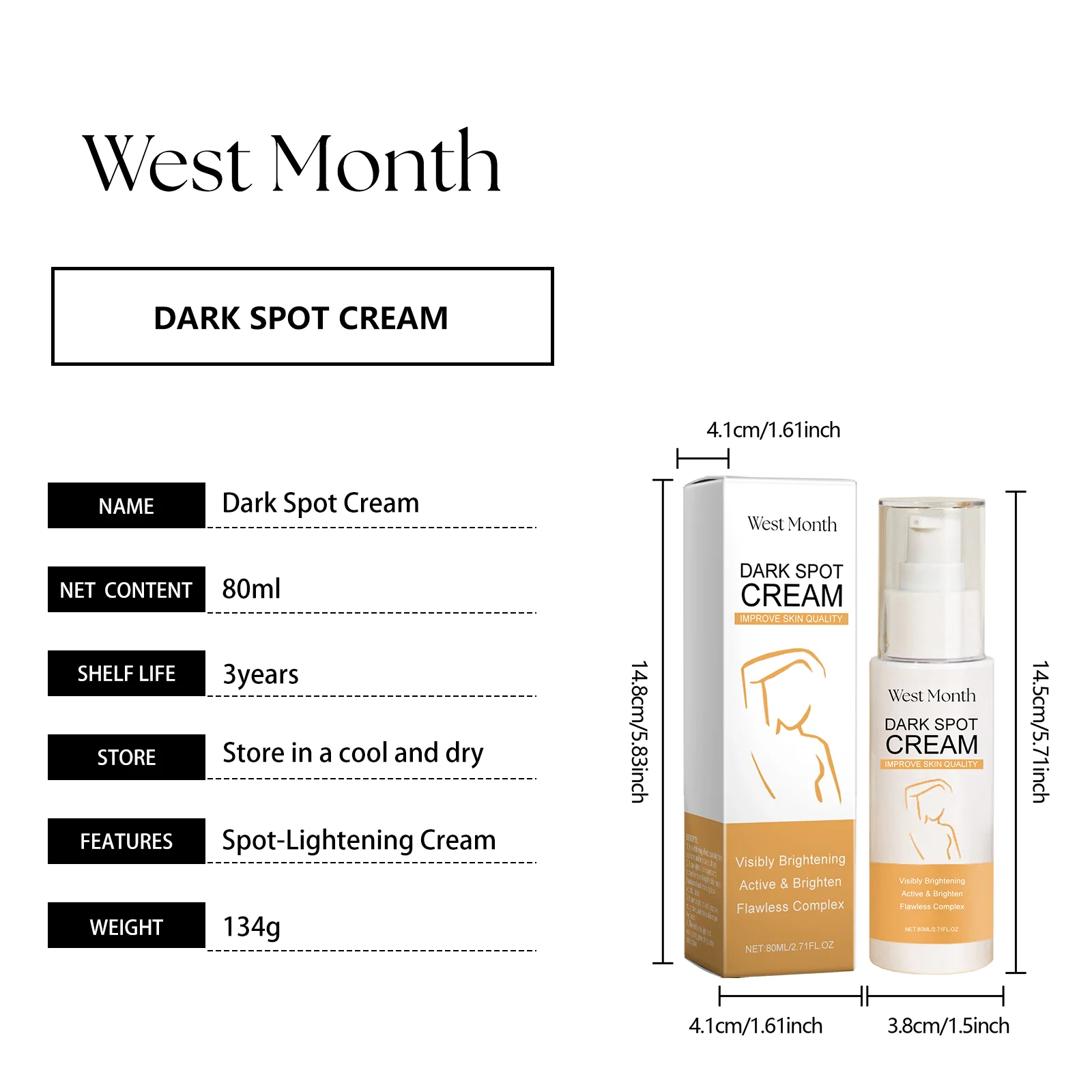West Month Peptide Brightening Lotion | Dark Spot Cream | Niacinamide & Copper Tripeptide-1 1 brightening dark spot cream lotion wes zf8v3m75 desc 1