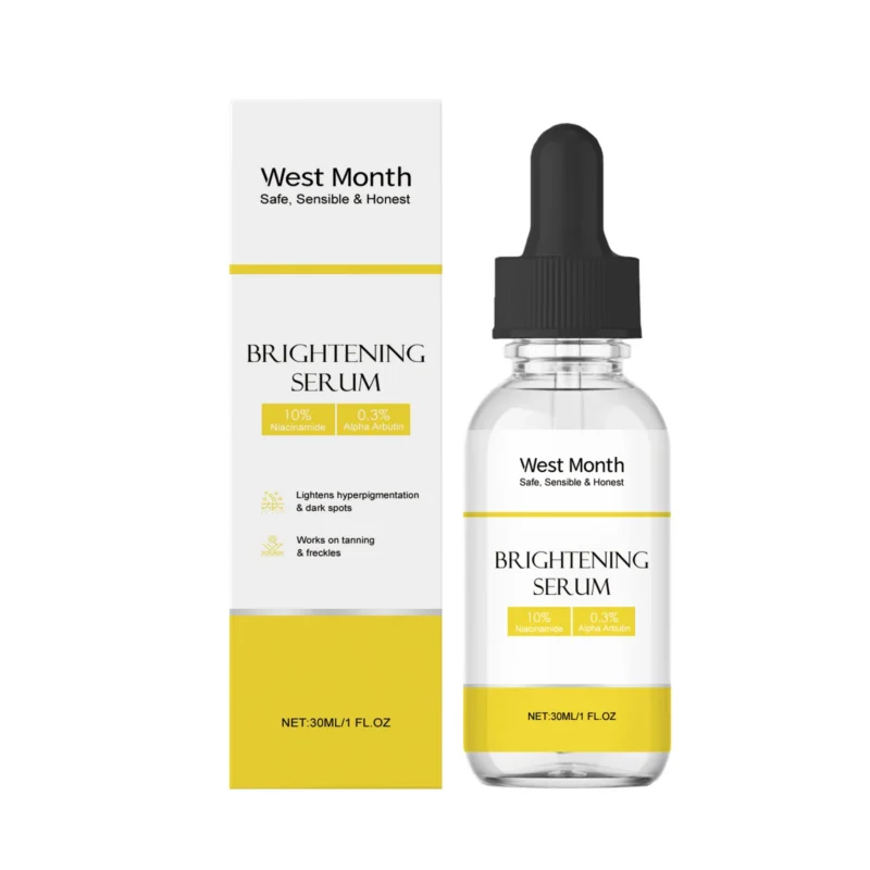 West Month Brightening Serum 30ml bottle with dropper for reducing dark spots and moisturizing skin