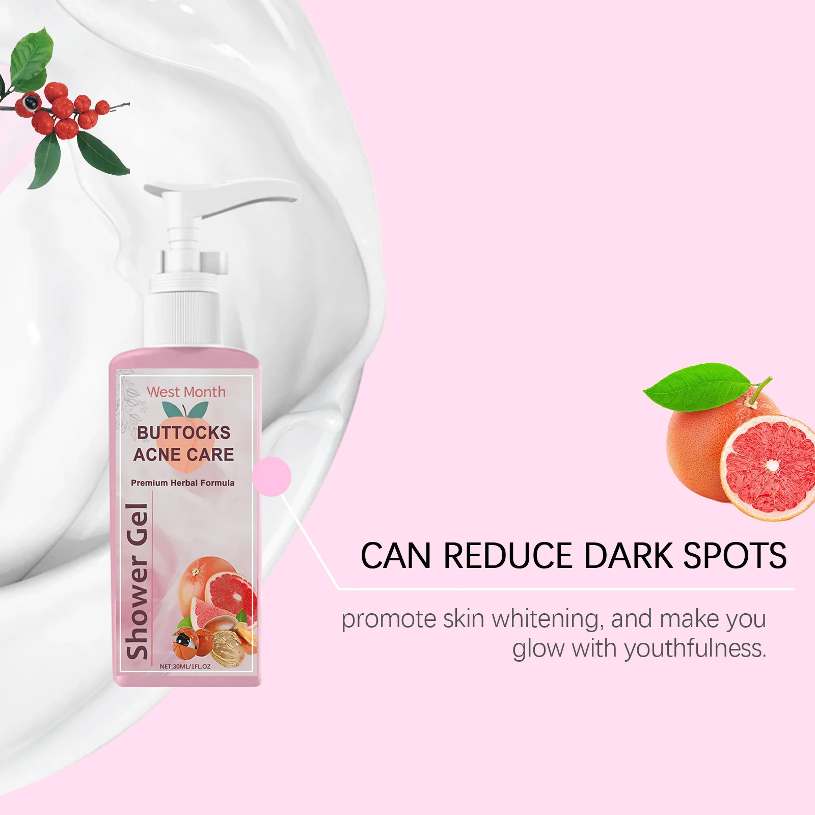 West Month Buttocks Acne Care Shower Gel - Fade Acne & Dark Spots, Gentle Cleansing 8 buttocks acne care shower gel wes er7p2xxa desc 8