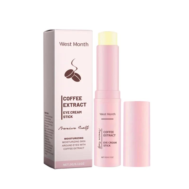 West Month Caffeine Eye Cream Stick for tightening skin, reducing fine lines, and deeply hydrating the delicate eye area.