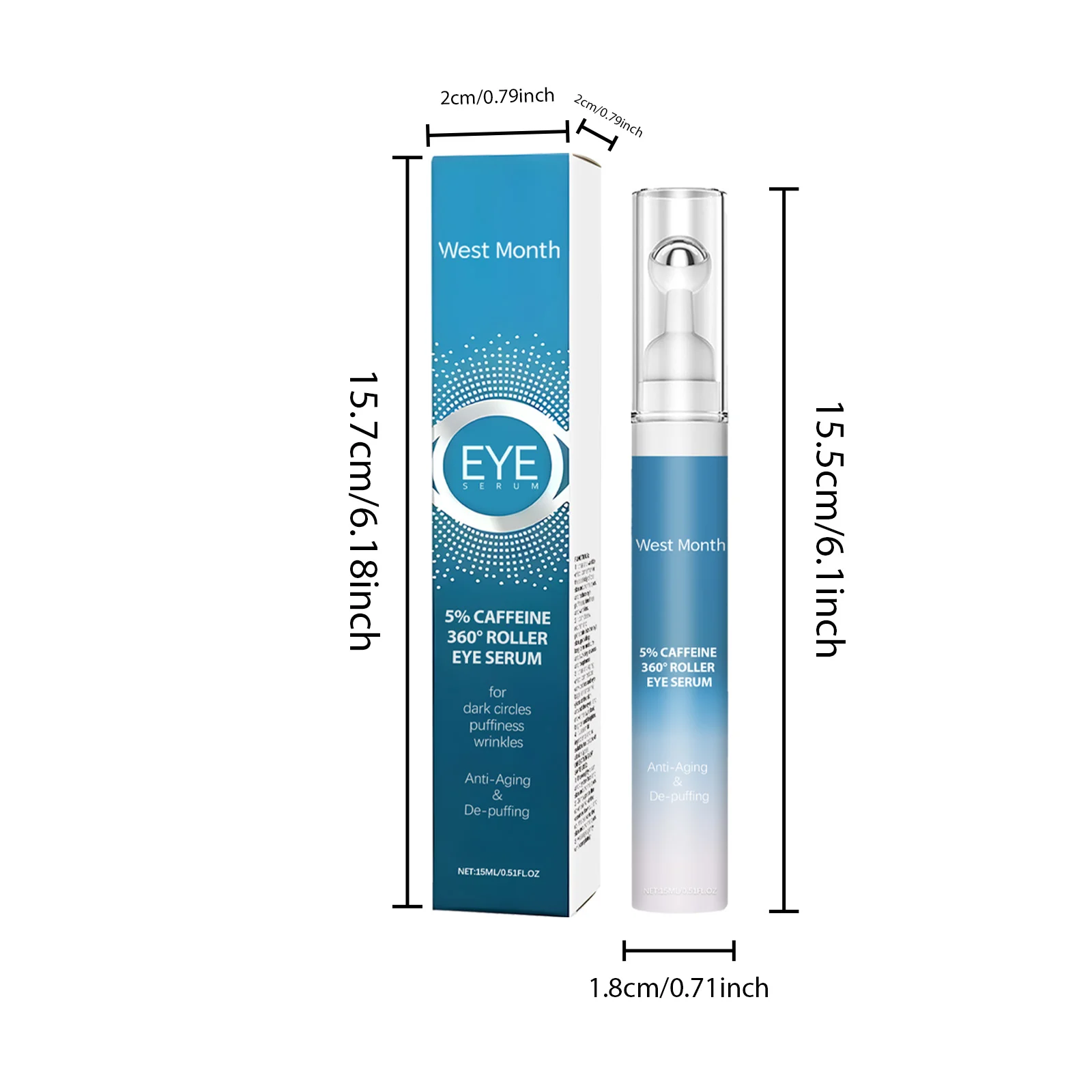 Caffeine Eye Serum 15ml with Roller for Dark Circles, Puffiness & Wrinkles 1 caffeine eye serum 15ml with roller wes cdf5ccrx desc 1