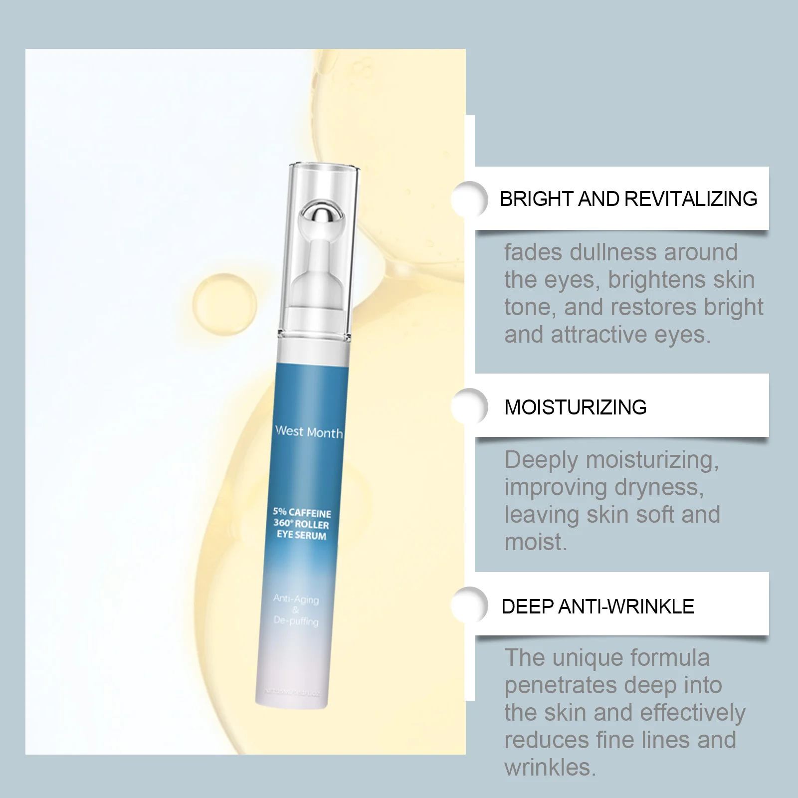 Caffeine Eye Serum 15ml with Roller for Dark Circles, Puffiness & Wrinkles 8 caffeine eye serum 15ml with roller wes cdf5ccrx desc 8
