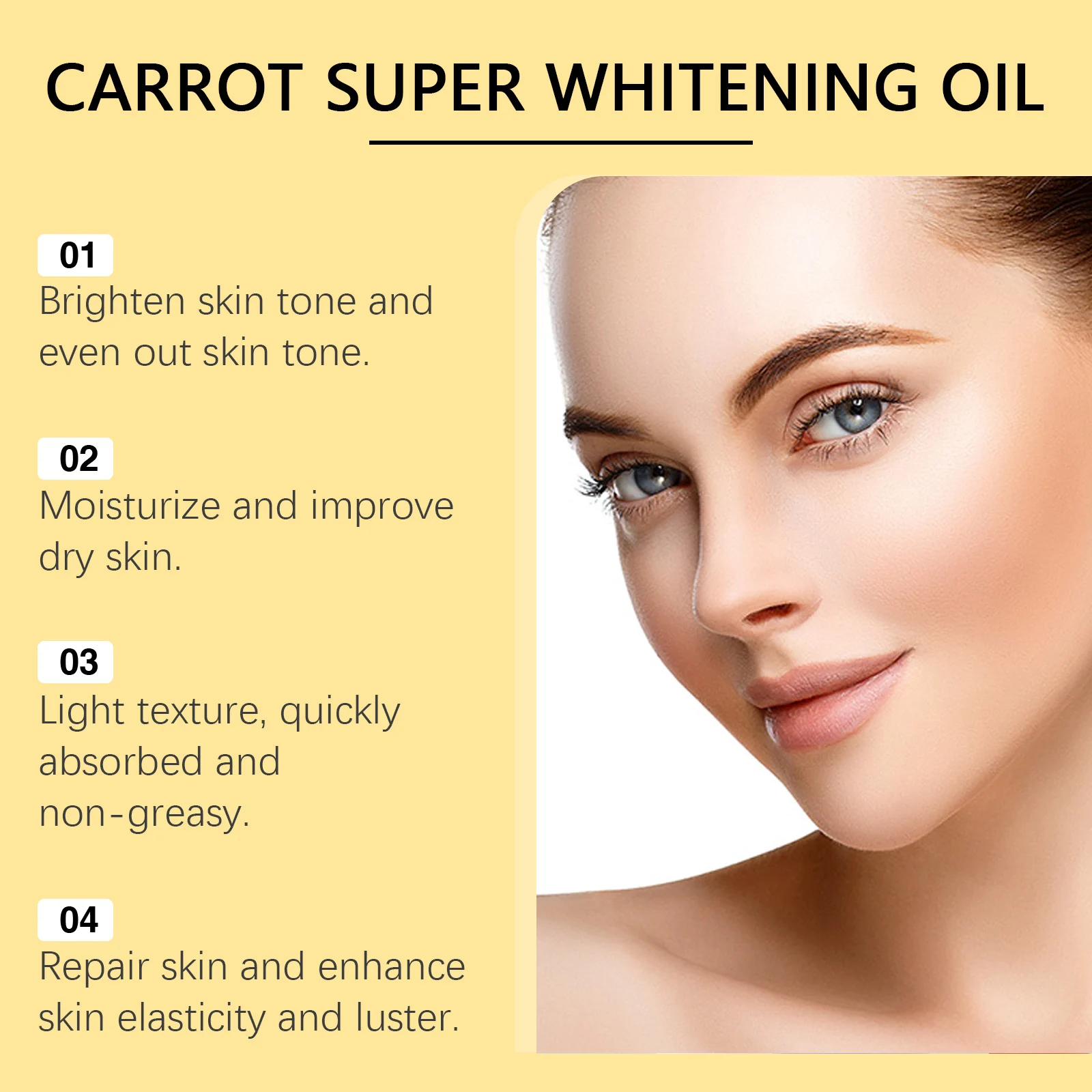 Carrot Whitening Body Oil 100ml for Brightening, Moisturizing & Improving Skin Tone 5 carrot whitening body oil 100ml wes 969g3689 desc 5