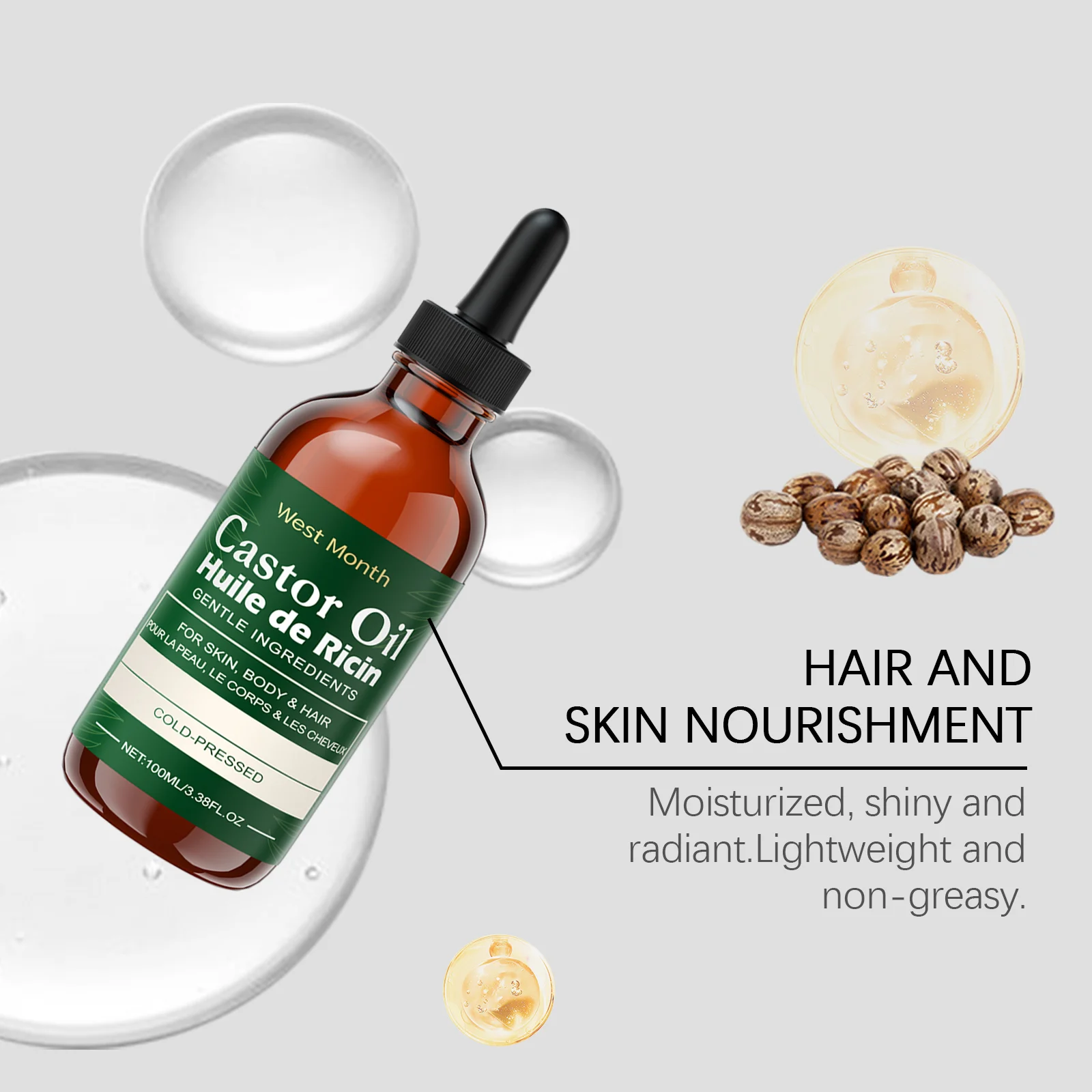 West Month Castor Oil Nourishing Blend for Eyelashes, Eyebrows, Hair & Skin 8 castor oil nourishing blend wes ybt23wc5 desc 8