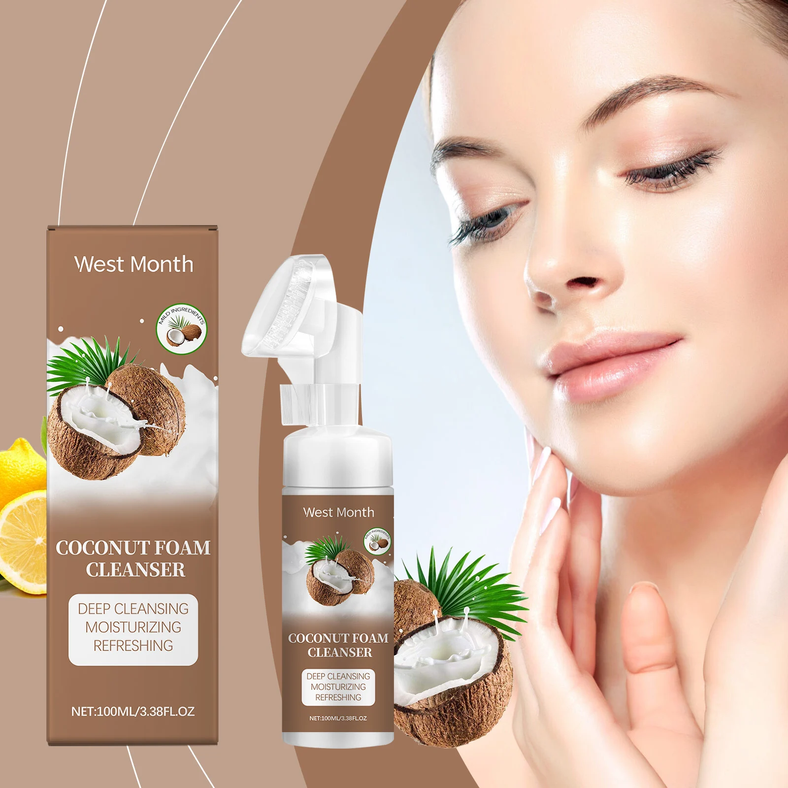 Coconut Foam Cleanser Deep Cleansing Moisturizing Refreshing Facial Wash 2 coconut foam cleanser deep cleansing moisturizing facial wash wes 78zz4rj9 desc 2