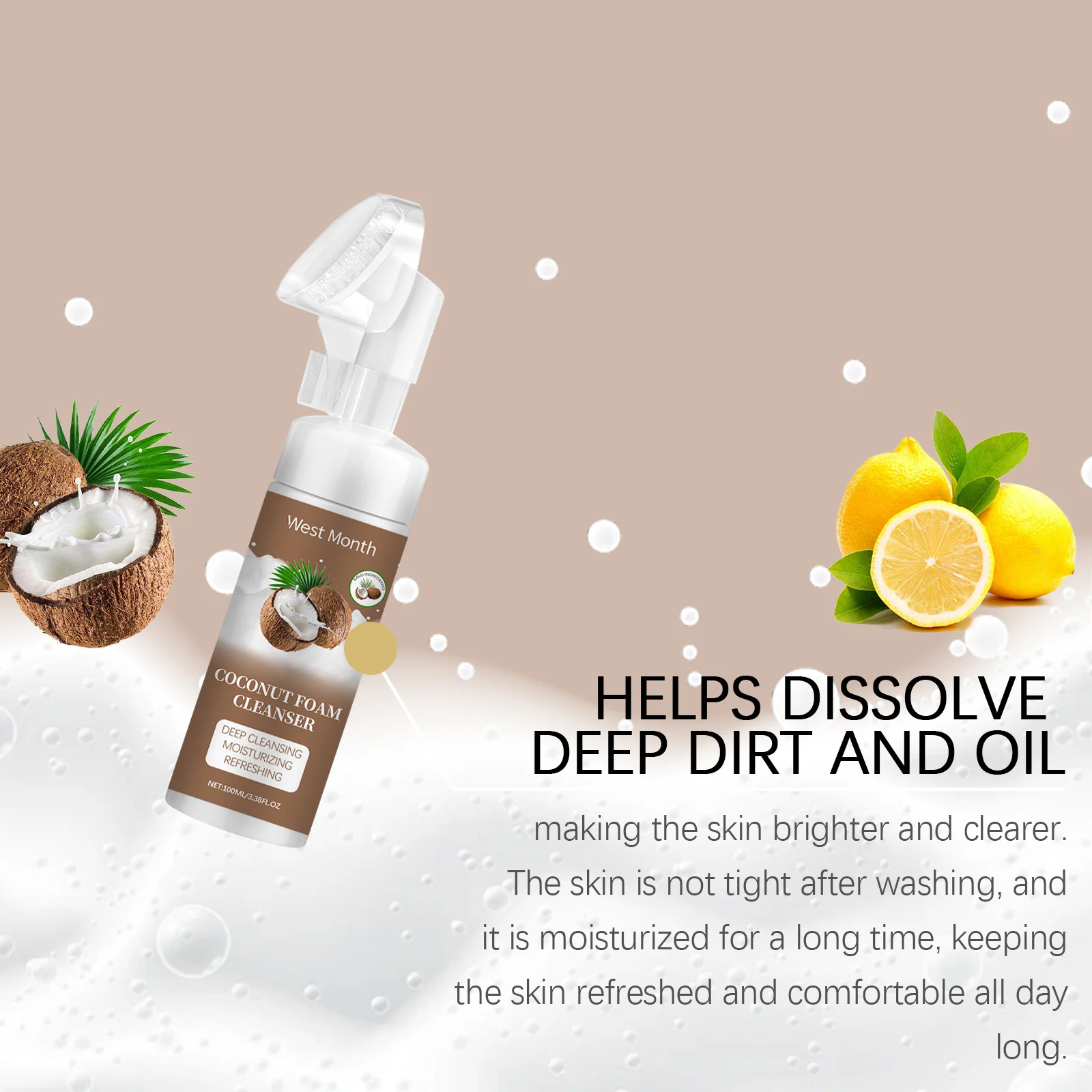 Coconut Foam Cleanser Deep Cleansing Moisturizing Refreshing Facial Wash 8 coconut foam cleanser deep cleansing moisturizing facial wash wes 78zz4rj9 desc 8
