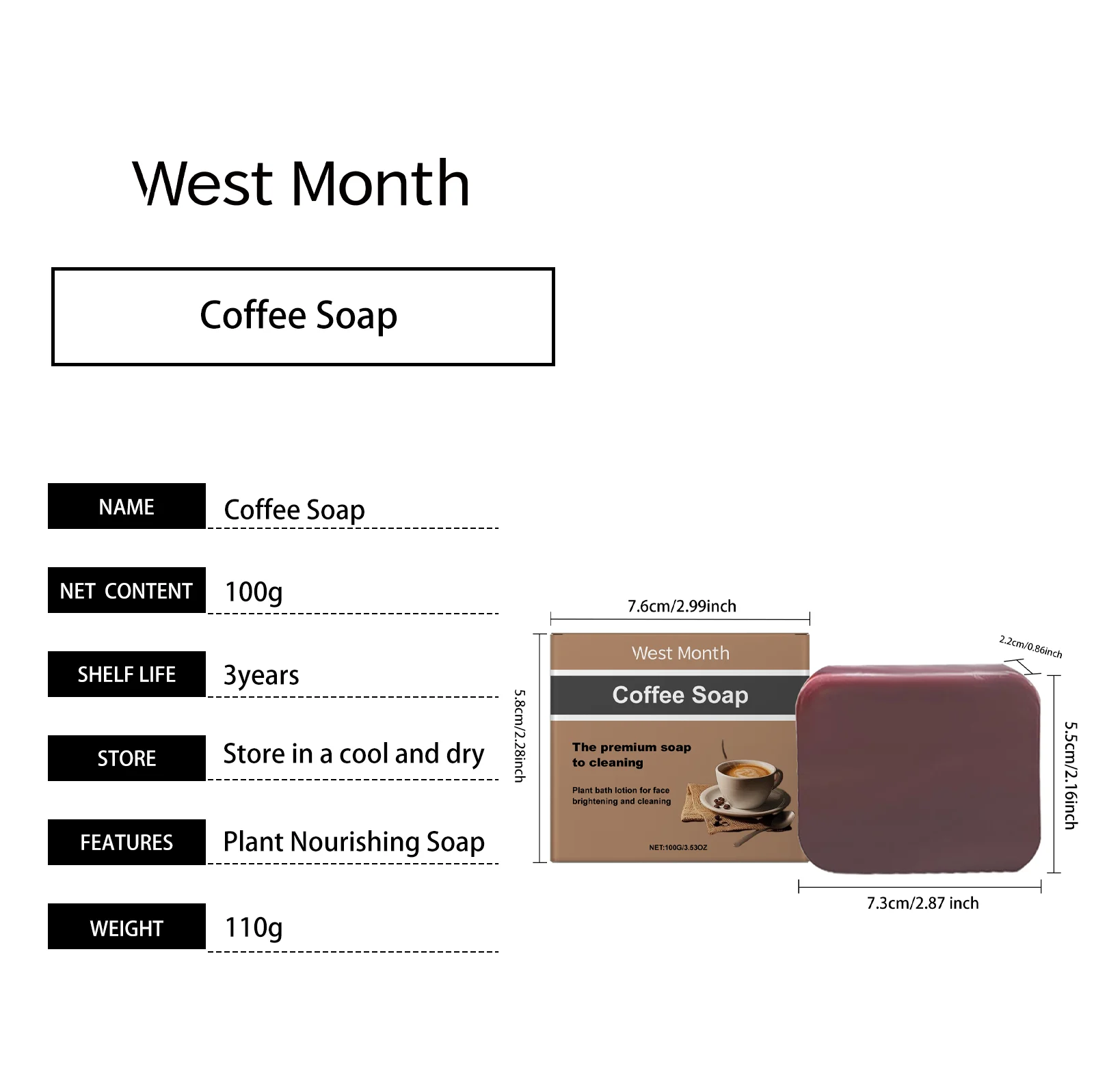 West Month Coffee Soap with Turmeric & Vitamin E for Deep Cleansing & Brightening 1 coffee facial soap wes kb3pejde desc 1