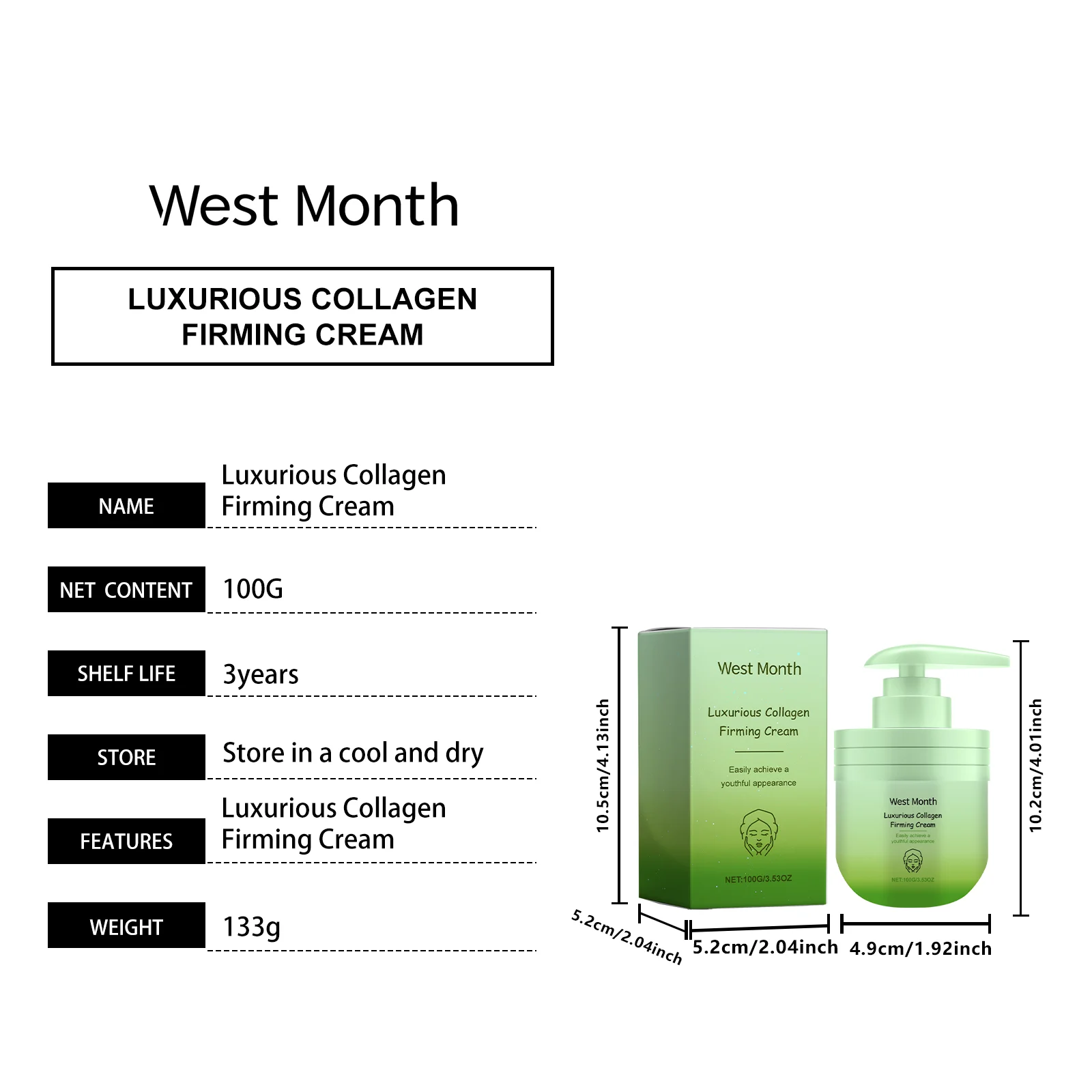 West Month Collagen Body Firming Cream Moisturizing Anti-Wrinkle Nourishing Lotion 1 collagen body firming cream wes x5engtem desc 1