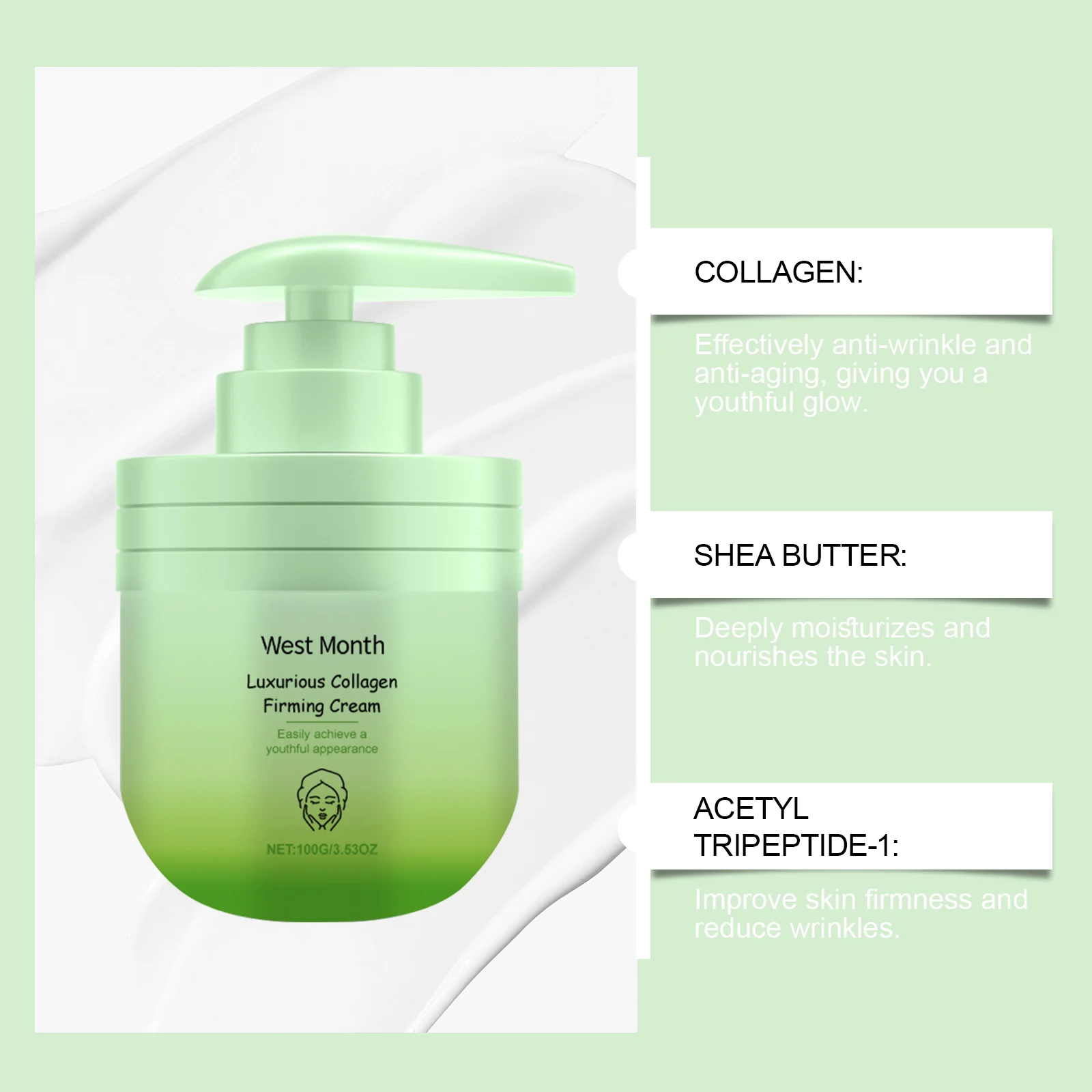 West Month Collagen Body Firming Cream Moisturizing Anti-Wrinkle Nourishing Lotion 5 collagen body firming cream wes x5engtem desc 5