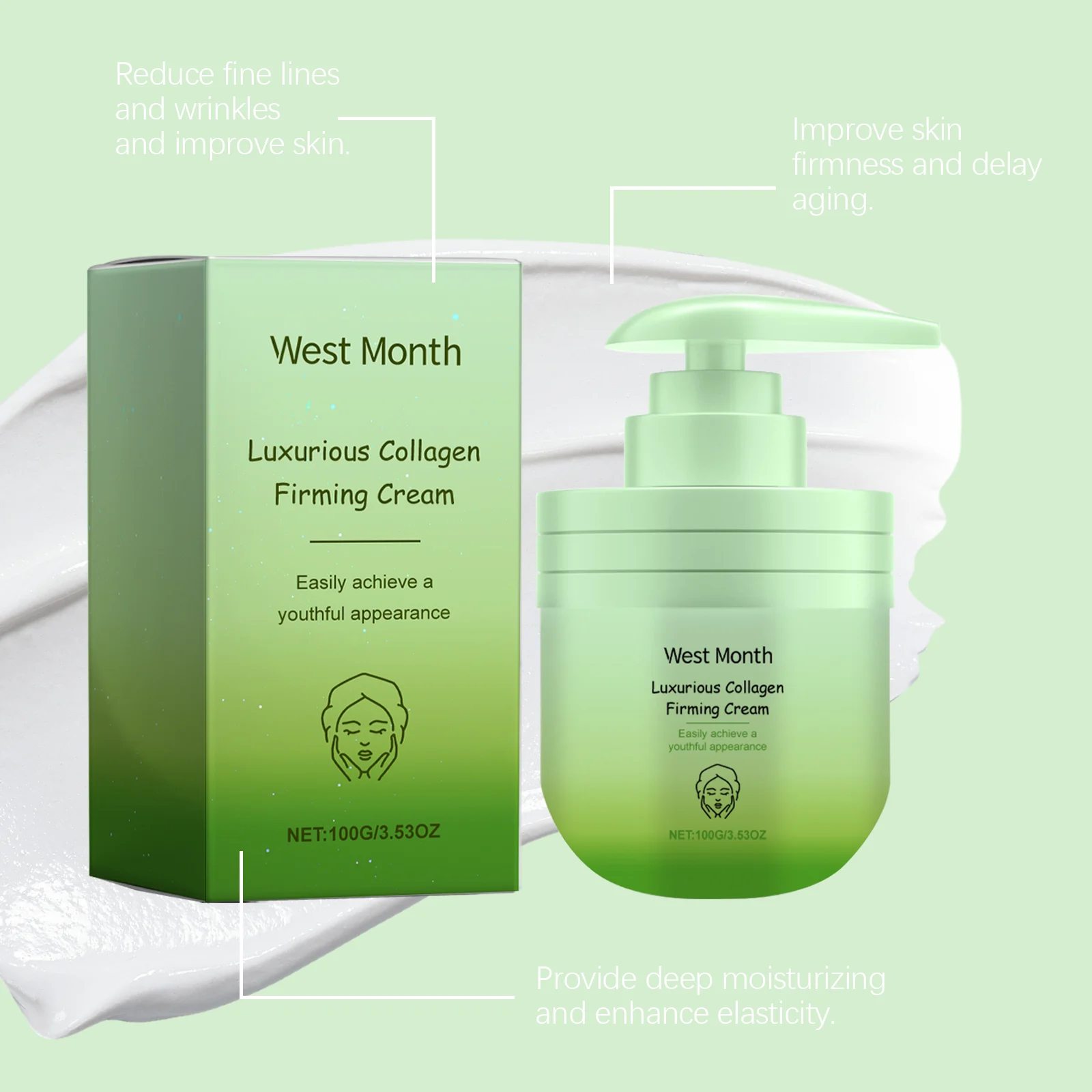 West Month Collagen Body Firming Cream Moisturizing Anti-Wrinkle Nourishing Lotion 7 collagen body firming cream wes x5engtem desc 7