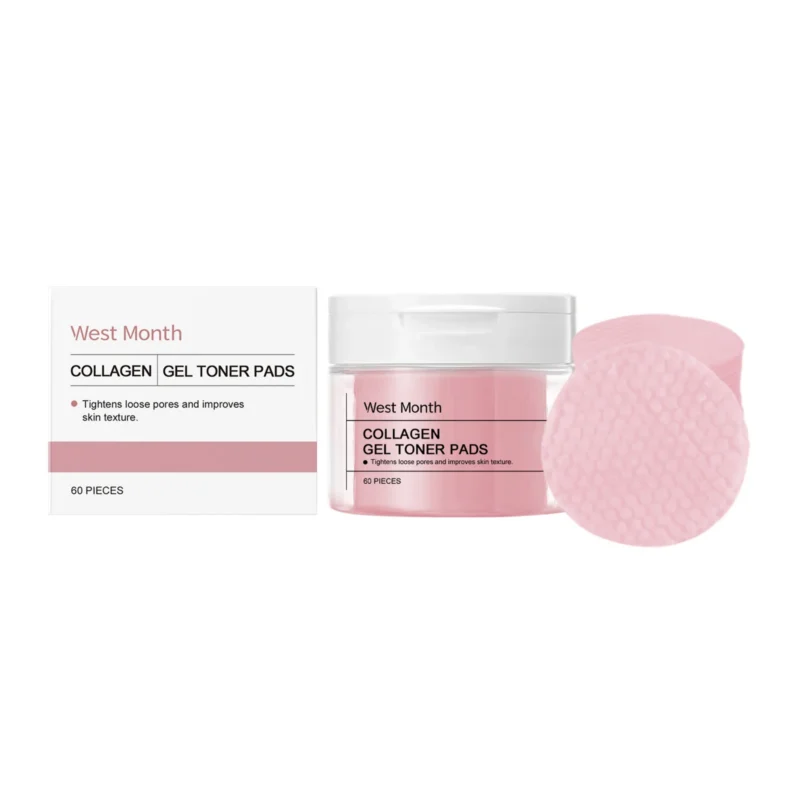 West Month Collagen Gel Toner Pads for brightening, hydrating, and tightening pores in a 60-piece jar