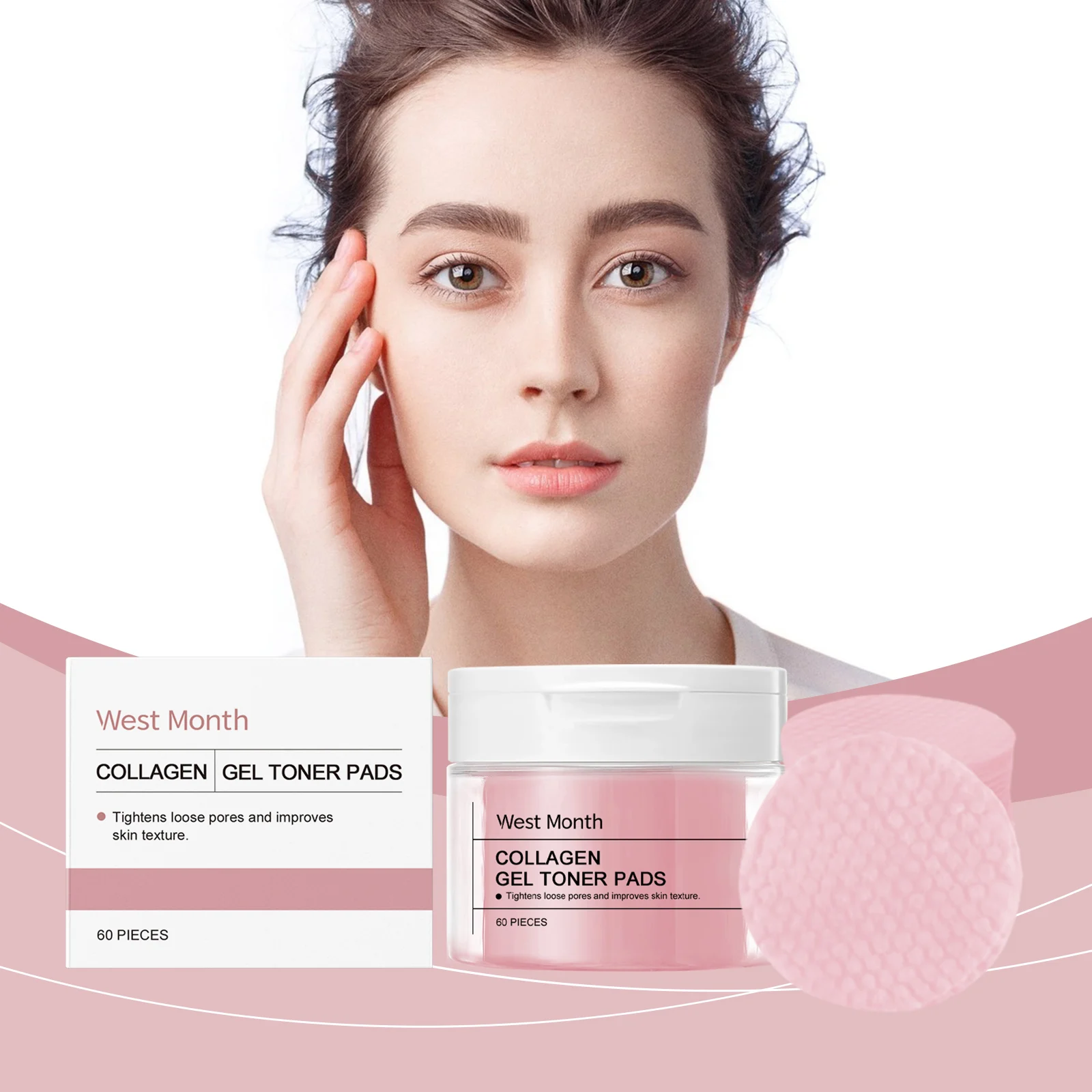 Collagen Gel Toner Pads Brightening Hydrating Pore Tightening Gentle Skincare 60 Pieces 2 collagen gel toner pads brightening hydrating pore tightening wes hrbwdx67 desc 2