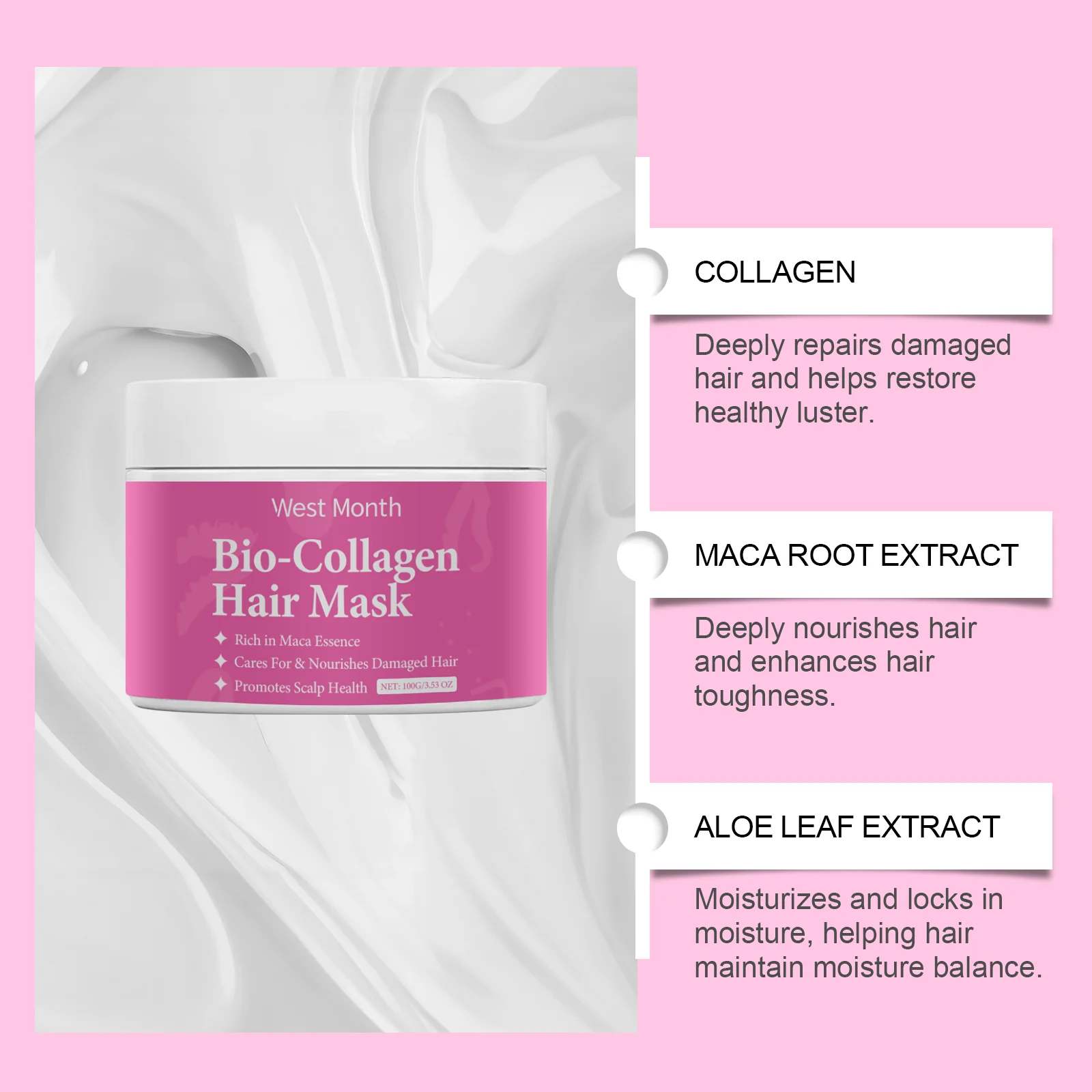 Collagen Hair Mask Deep Repair Treatment Frizz Control Nourishing Hair Care 100g 5 collagen hair mask deep repair 100g wes 5fvc9gnf desc 5