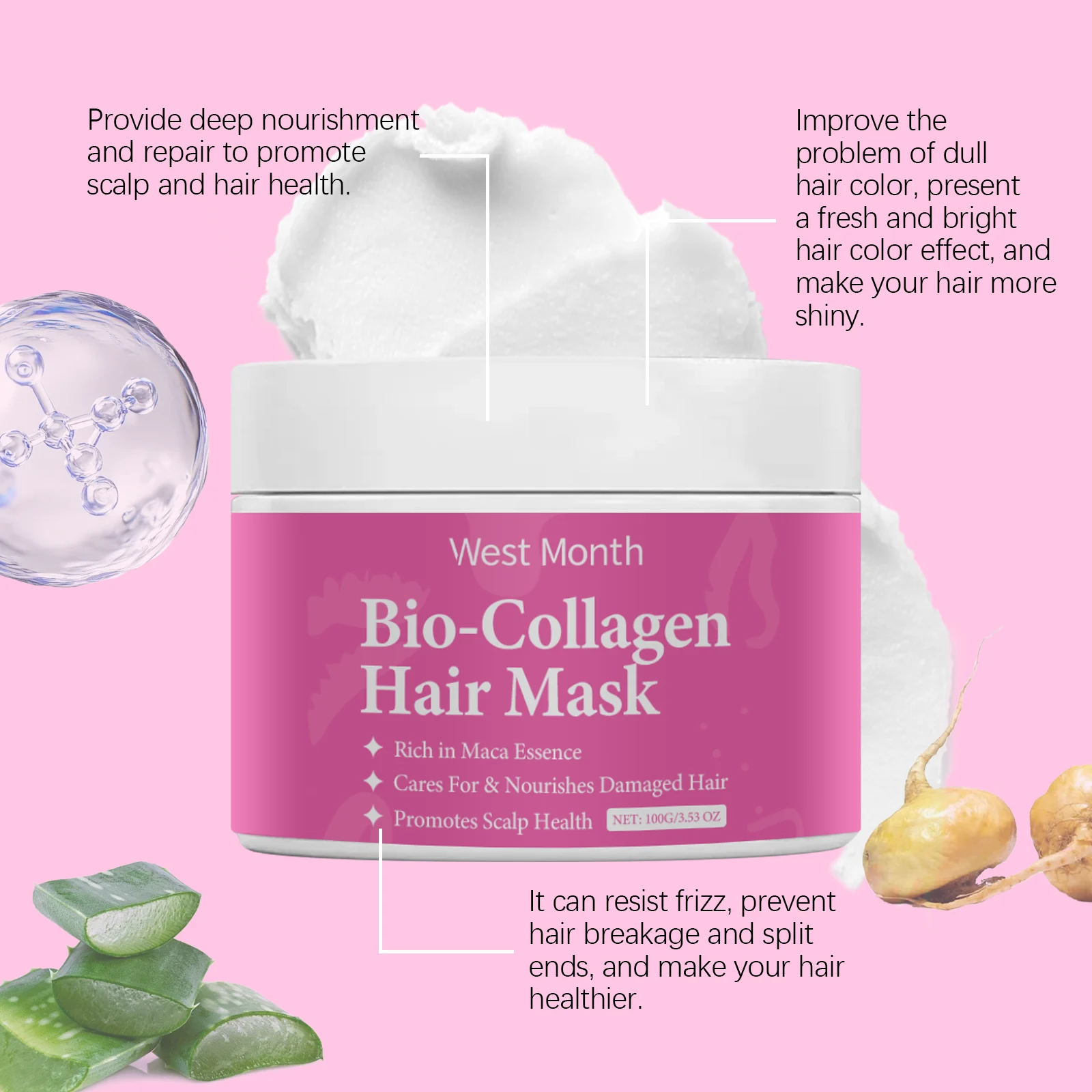 Collagen Hair Mask Deep Repair Treatment Frizz Control Nourishing Hair Care 100g 7 collagen hair mask deep repair 100g wes 5fvc9gnf desc 7
