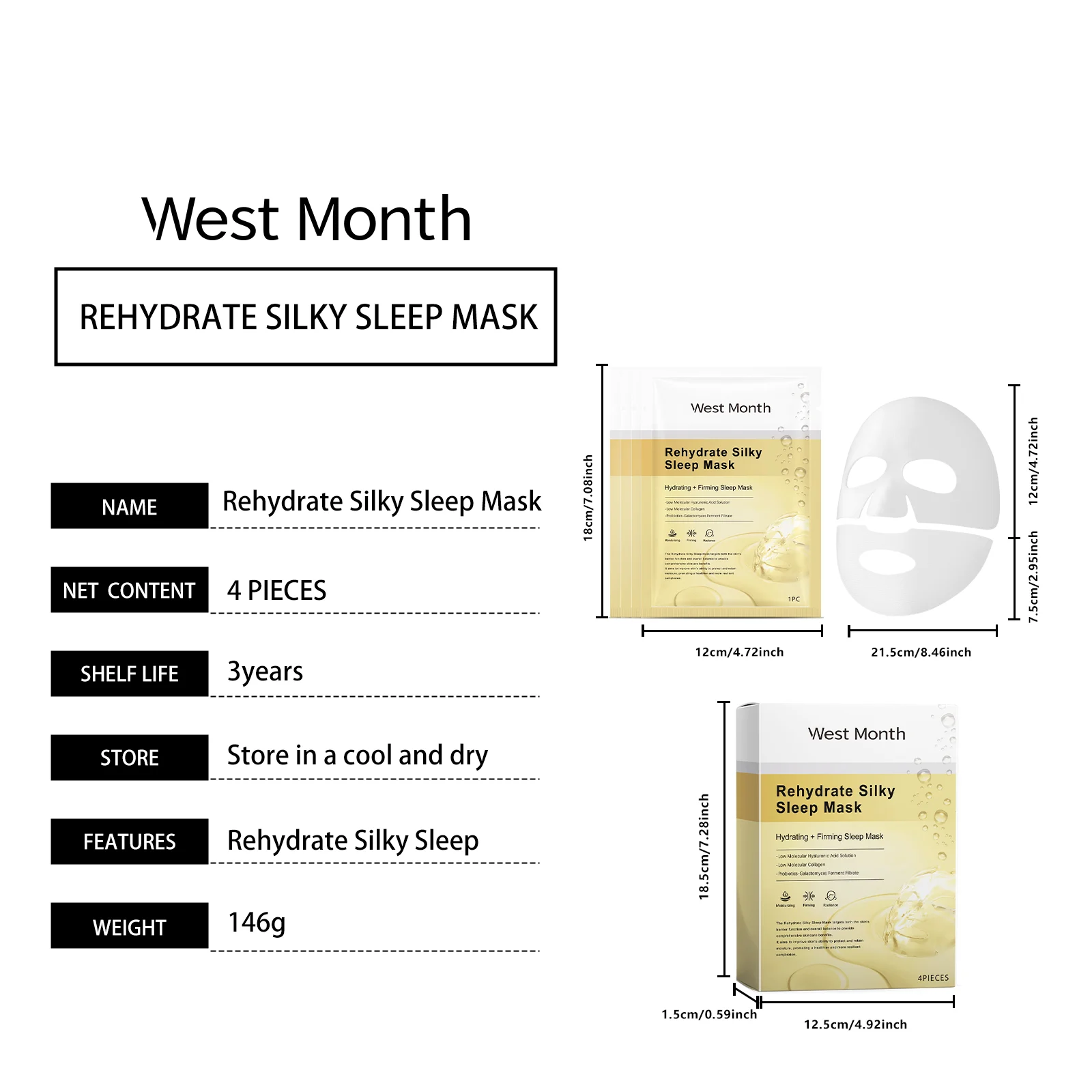 Collagen Hydrating Mask Box Set 4 Pieces Rehydrate Silky Sleep Mask Firming & Moisturizing 1 collagen hydrating mask box set 4 pieces wes u2uha5q9 desc 1