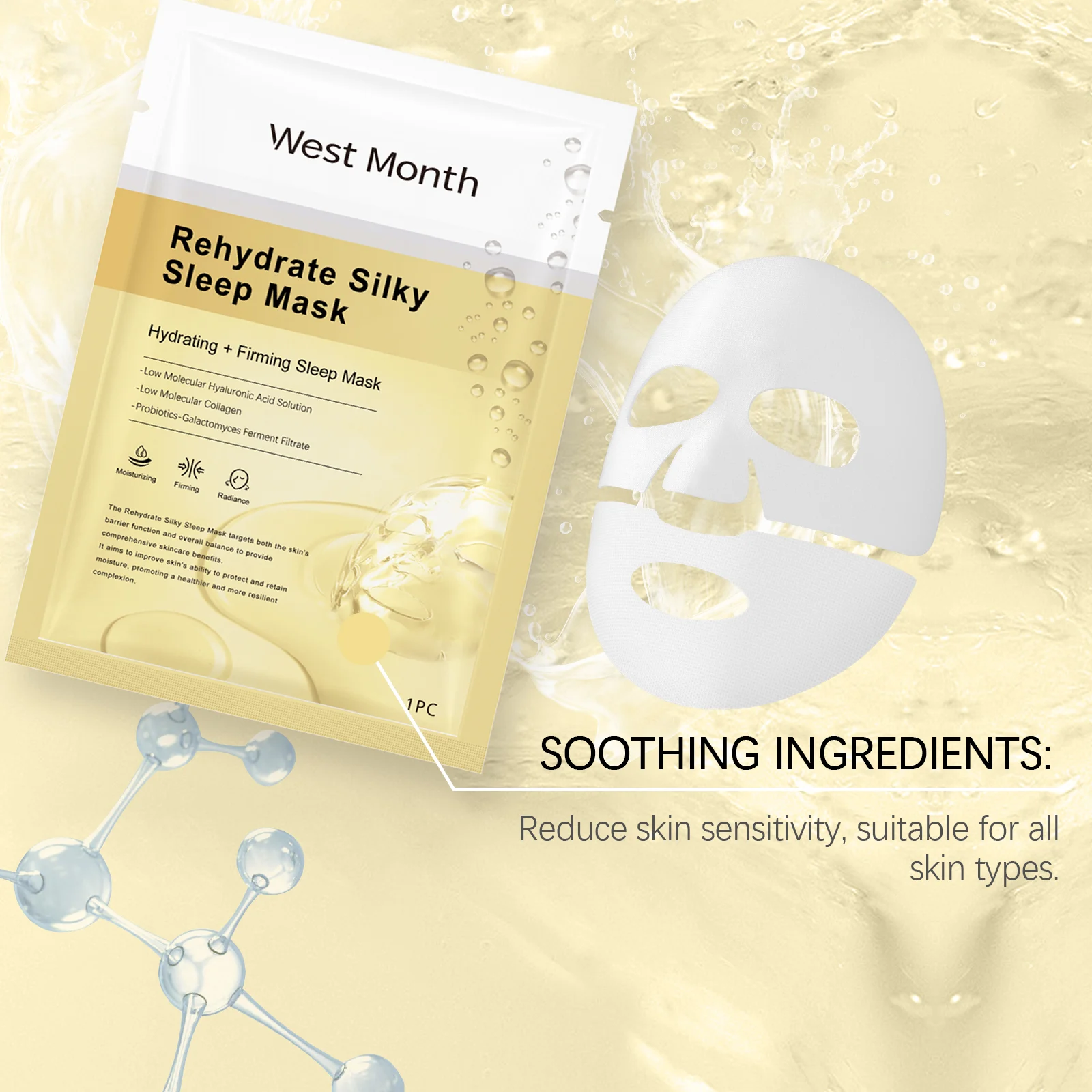 Collagen Hydrating Mask Box Set 4 Pieces Rehydrate Silky Sleep Mask Firming & Moisturizing 6 collagen hydrating mask box set 4 pieces wes u2uha5q9 desc 6