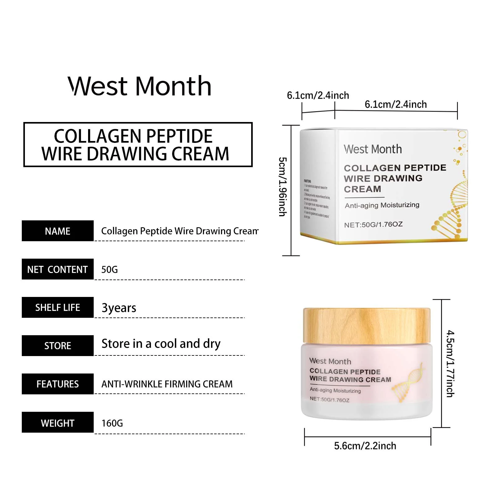 Collagen Peptide Firming Cream 50g for Anti-Aging, Lifting & Brightening 1 collagen peptide firming cream 50g wes dumkhs29 desc 1