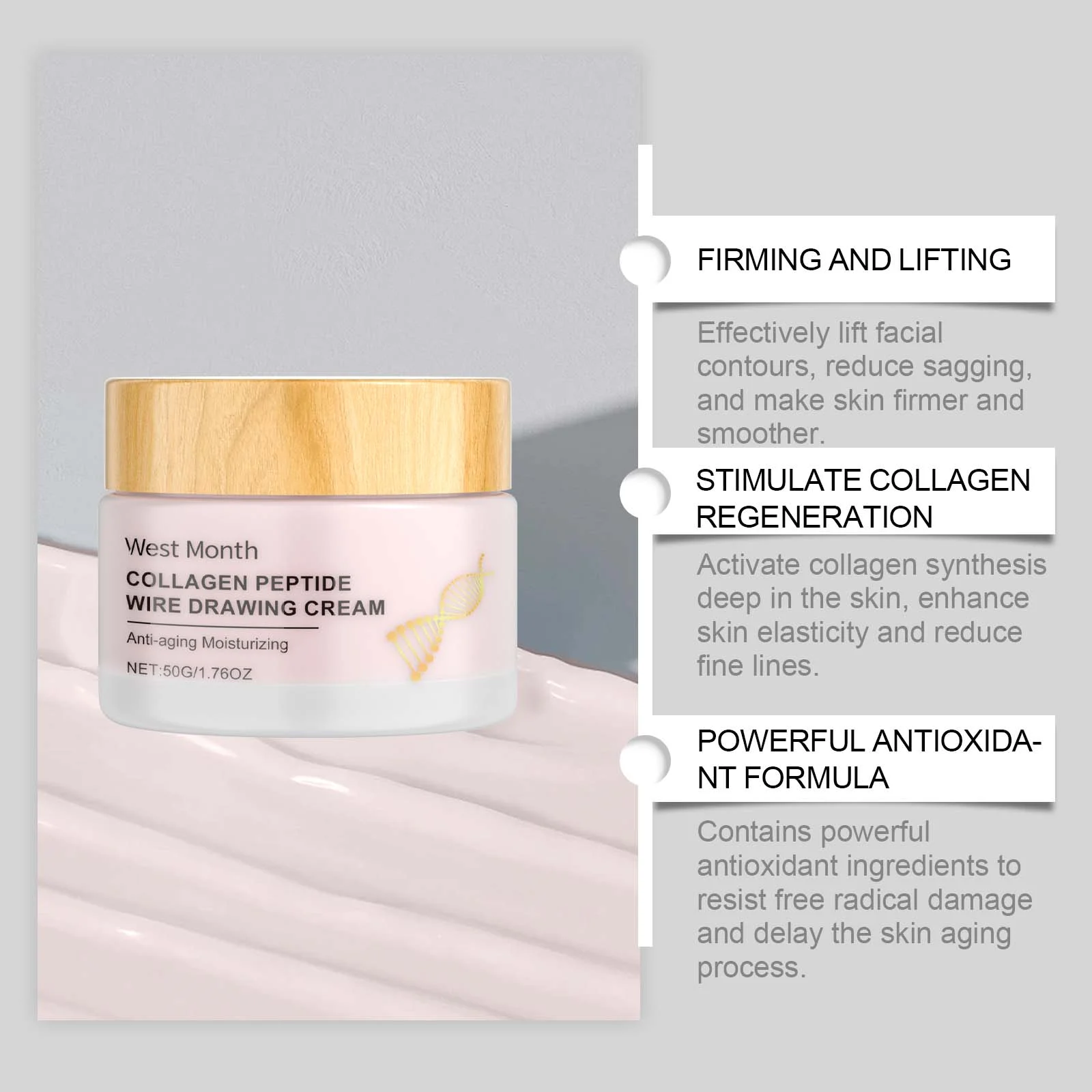 Collagen Peptide Firming Cream 50g for Anti-Aging, Lifting & Brightening 8 collagen peptide firming cream 50g wes dumkhs29 desc 8