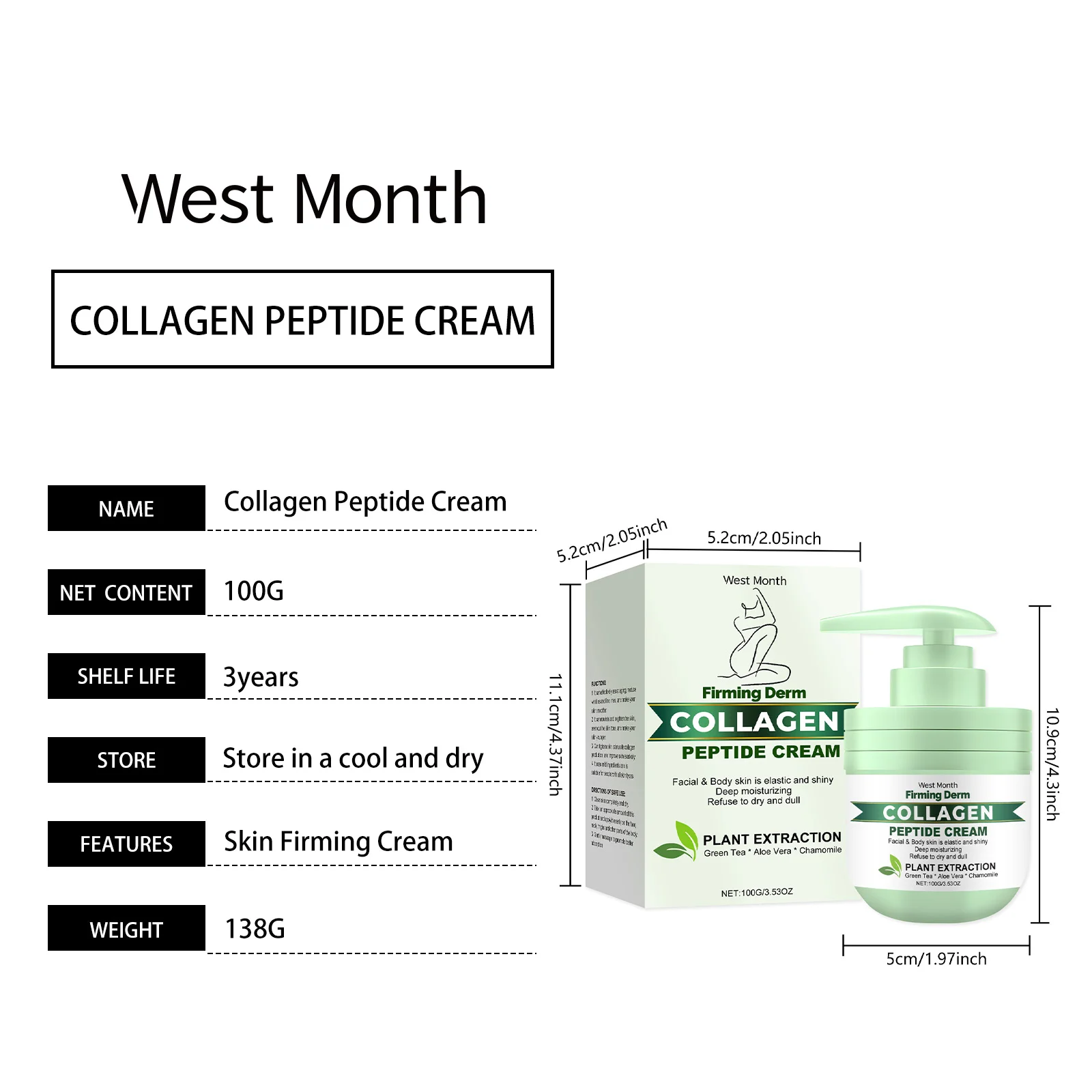 Collagen Peptide Firming Cream Deep Moisturizing Anti-Wrinkle Body & Facial Cream 100g 1 collagen peptide firming cream deep moisturizing anti wrinkle wes kqmuwr9n desc 1