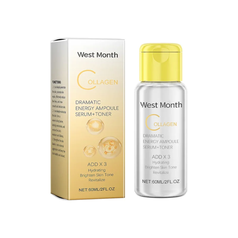 West Month Collagen Toner Essence Water 60ml with Hyaluronic Acid for Deep Hydration and Reduced Fine Lines