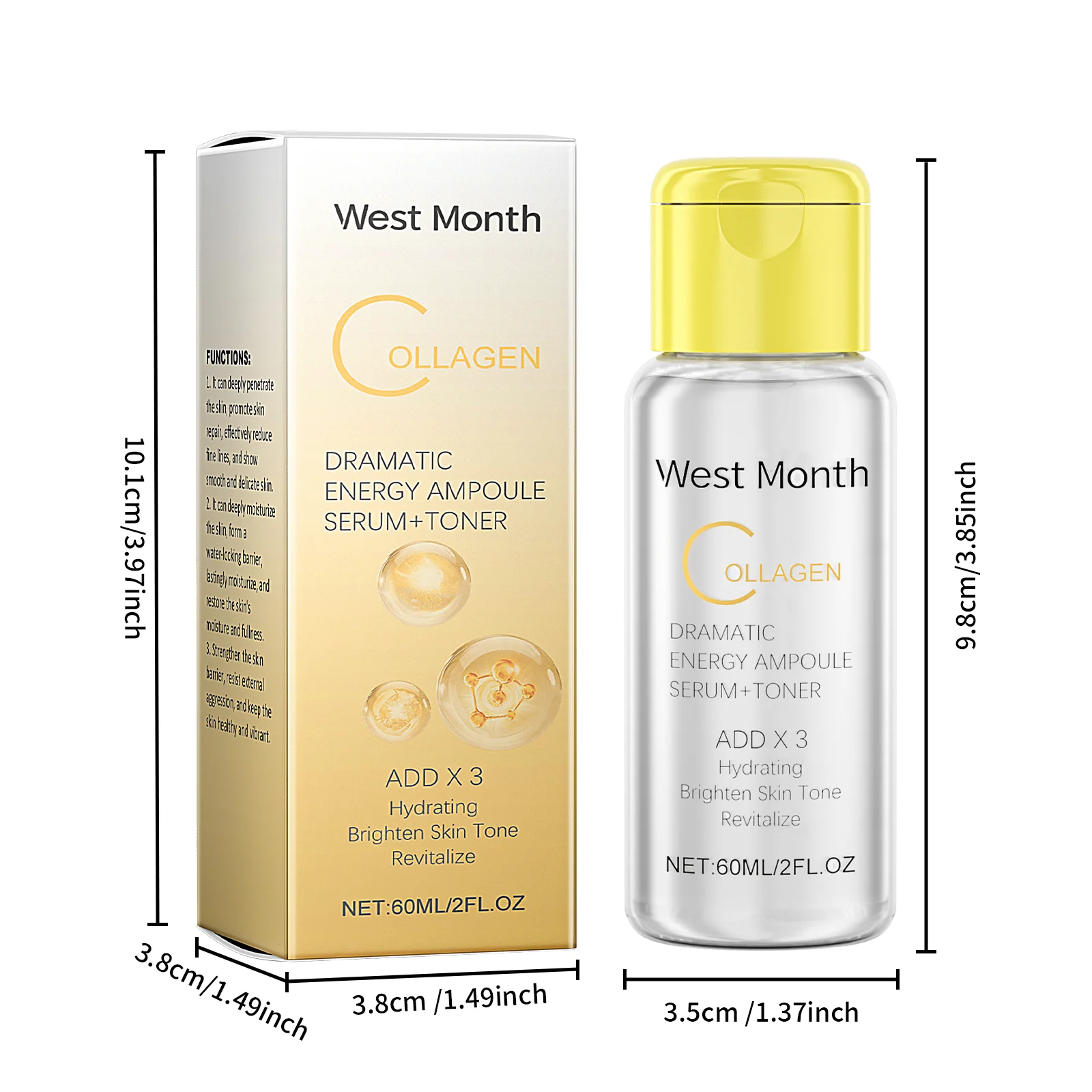 Collagen Toner Essence Water 60ml Hydrating Serum for Face Daily Moisturizing 1 collagen toner essence water 60ml wes yxqstmfz desc 1