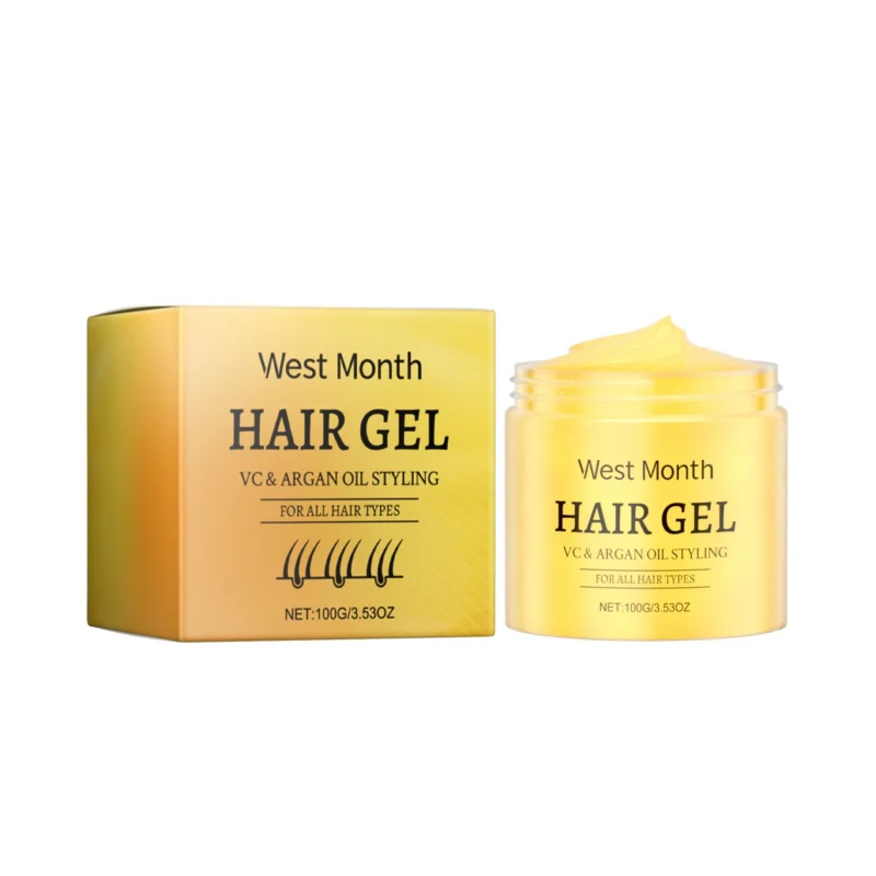West Month Curl Defining Hair Gel with Vitamin C and Argan Oil for all hair types, providing long-lasting moisturizing and frizz control.