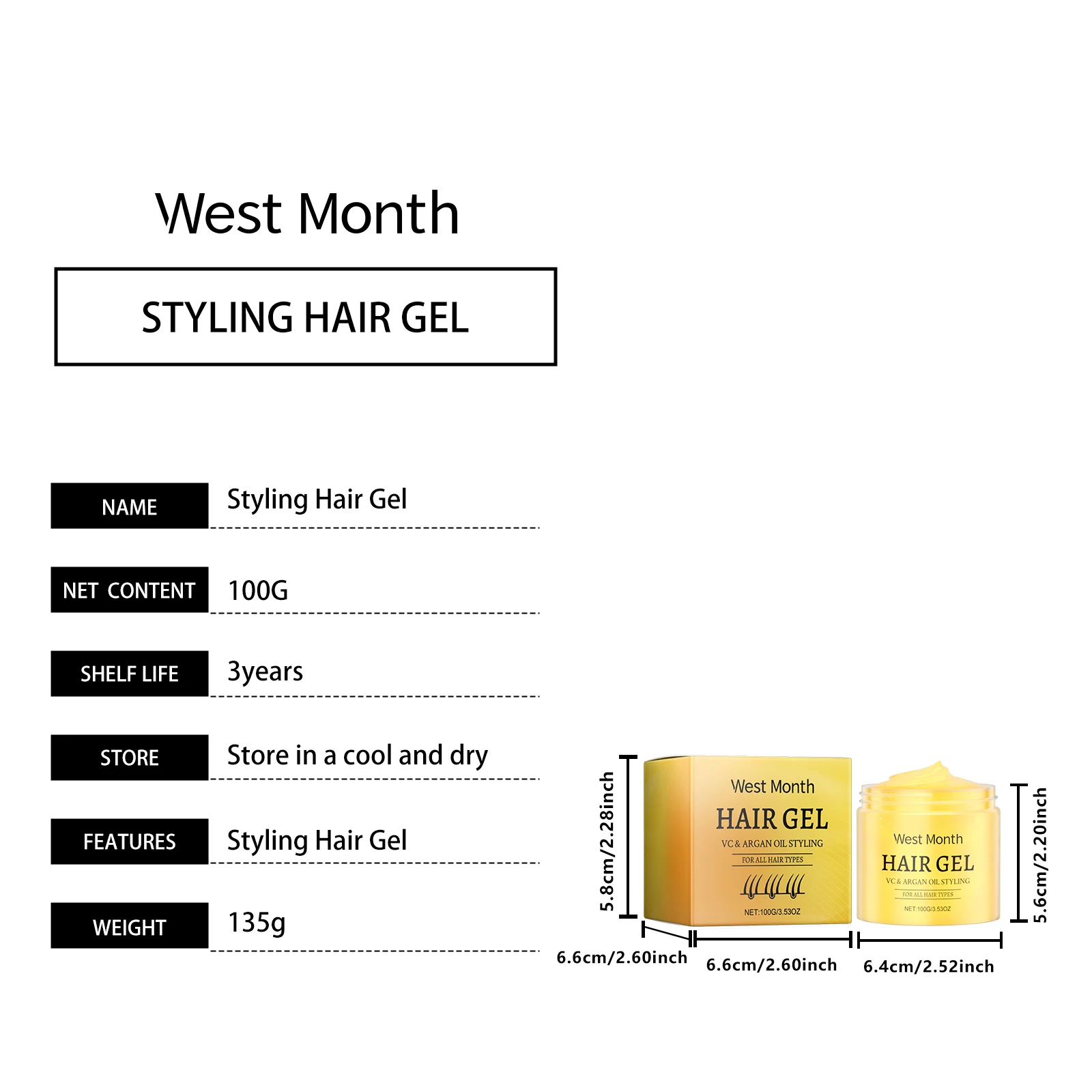 Curl Defining & Care Hair Gel 100g with Vitamin C & Argan Oil for Moisturizing and Frizz Control 1 curl defining care hair gel vitamin c argan oil 100g wes tq9htysx desc 1