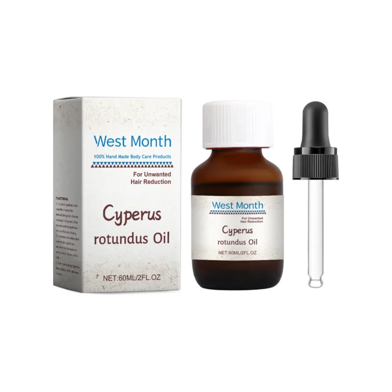 West Month Cyperus Rotundus Hair Reduction Oil for soothing skin and inhibiting hair regrowth after waxing, shaving, or sugaring