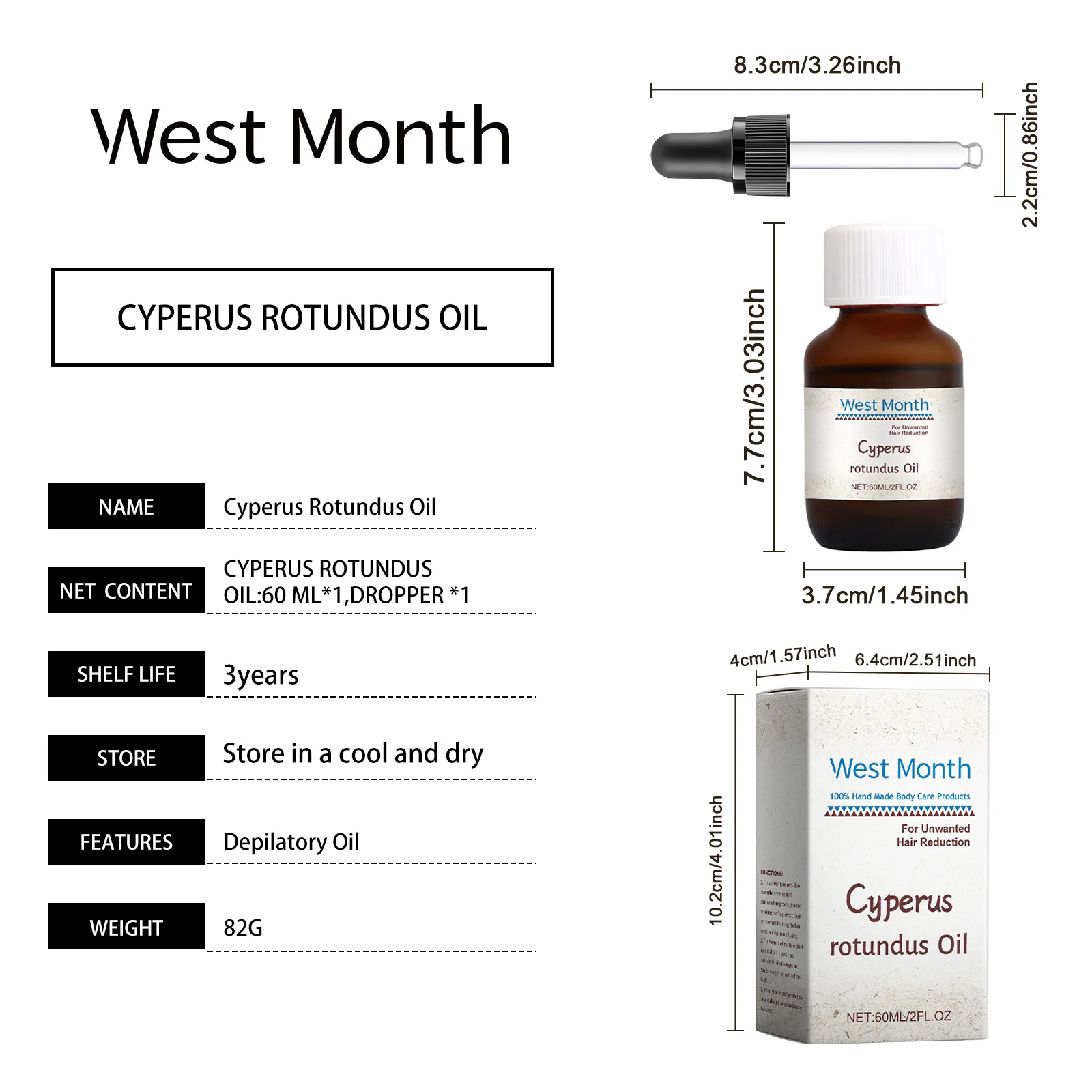 Cyperus Rotundus Hair Reduction Oil 60ml for Post-Hair Removal Soothing & Hair Growth Inhibition 1 cyperus rotundus hair reduction oil 60ml wes 3j26kx6p desc 1