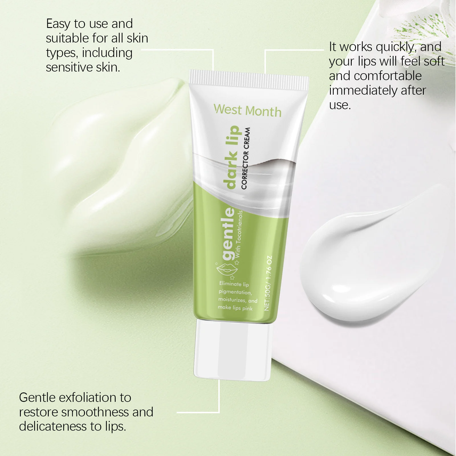 West Month Dark Lip Corrector Cream - Moisturizing Lip Treatment with Glycerin & Tocotrienols 6 dark lip corrector cream wes ds77de7q desc 6