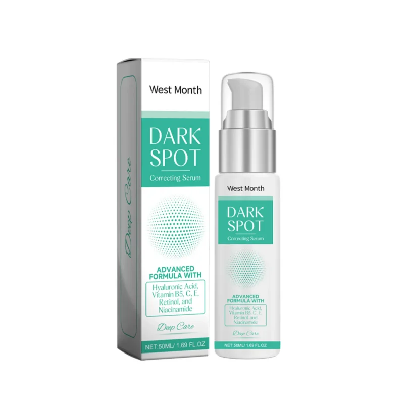 West Month Dark Spot Correcting Serum with Retinol, Niacinamide, Hyaluronic Acid, and Vitamins in a 50ml bottle for targeted spot reduction and deep hydration.