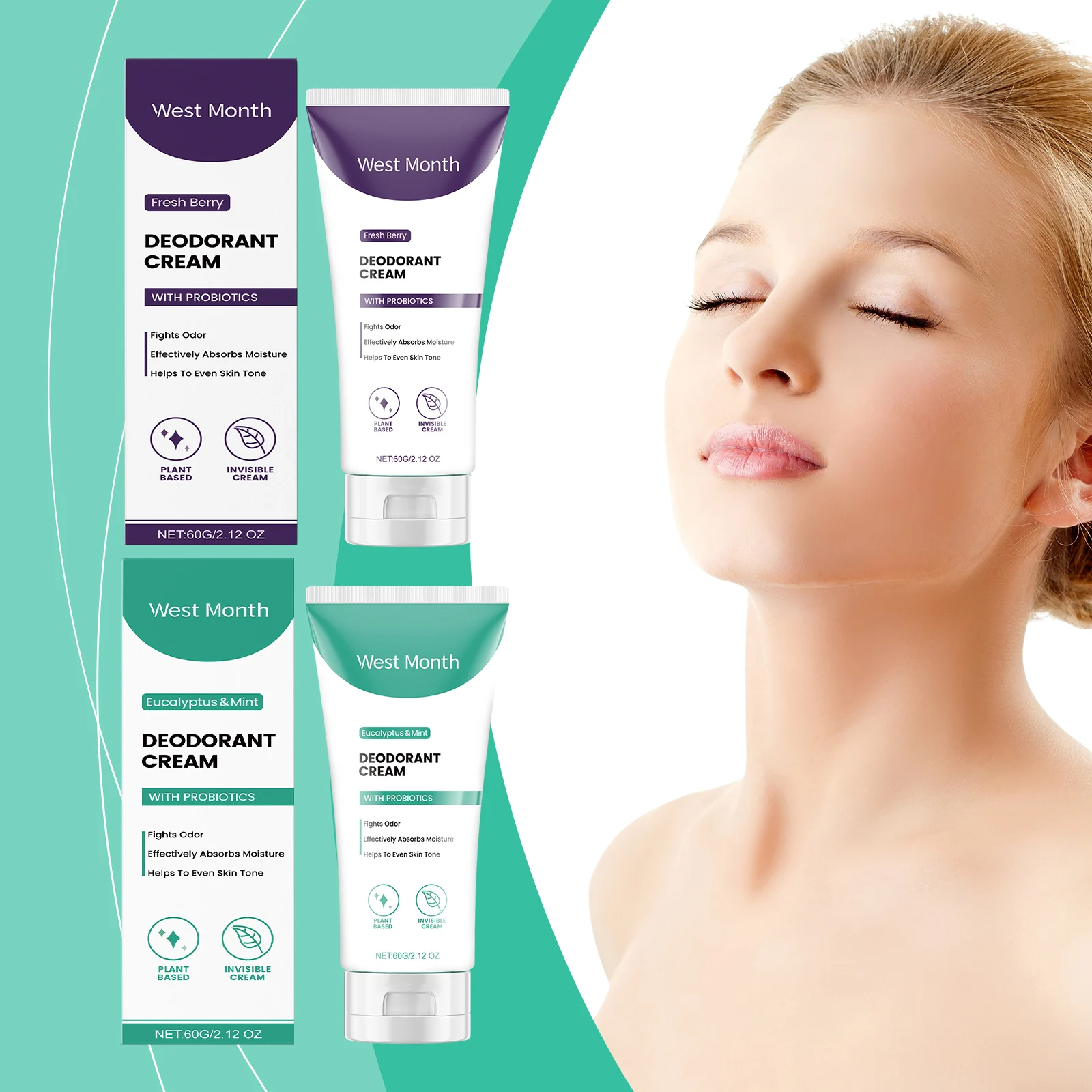 Deodorant Cream Body Care Cream for Odor & Sweat Control, Fresh Berry Scent 60g 2 deodorant cream body care fresh berry 60g wes mpmwrp9x desc 2