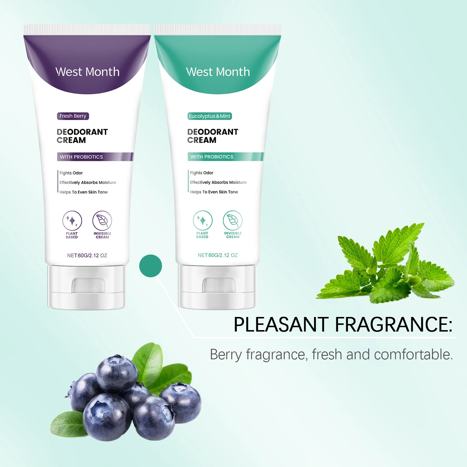 Eucalyptus & Mint Deodorant Cream 60g for Body Odor Control 7 deodorant cream body care fresh berry 60g wes mpmwrp9x desc 7