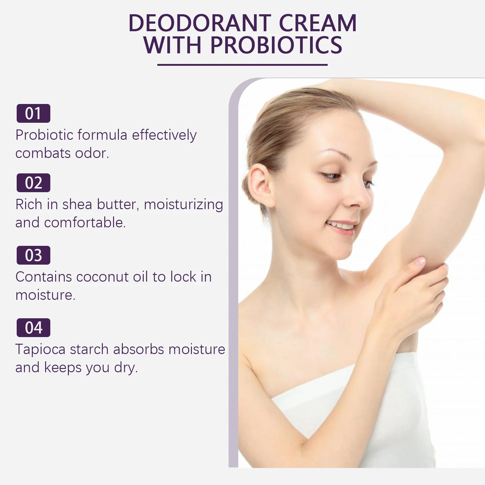 Deodorant Cream With Probiotics 60g Aluminum-Free Body Care Lotion for Freshness & Skin Tone 5 deodorant cream with probiotics 60g aluminum free wes tghtj623 desc 5