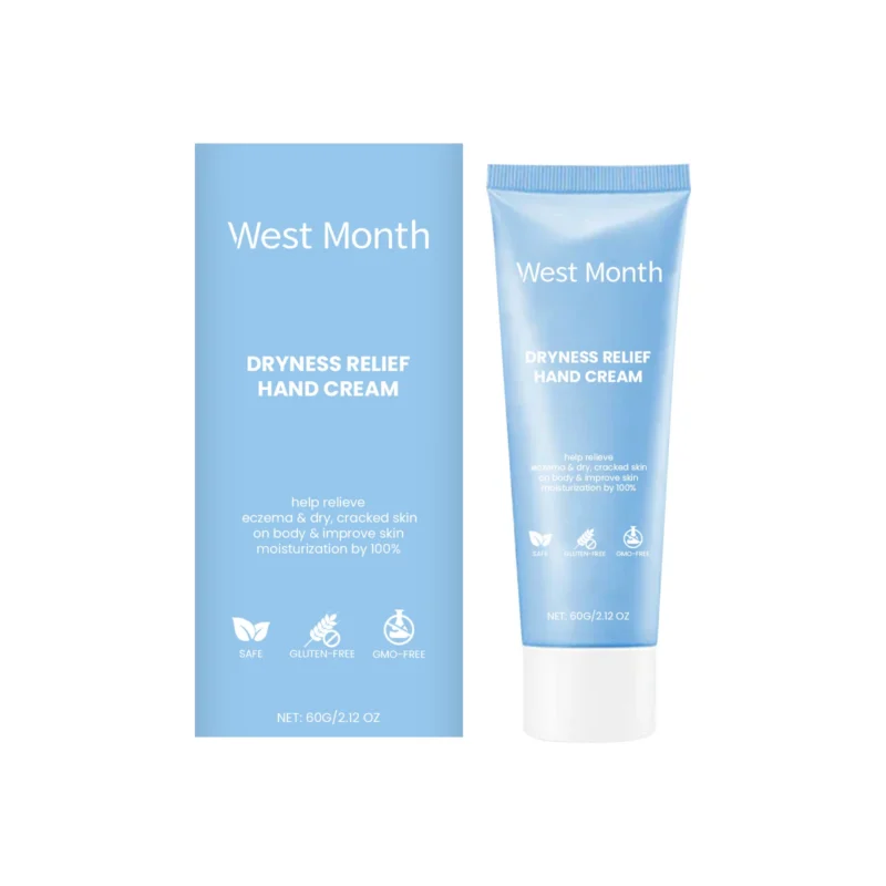 West Month Dryness Relief Hand Cream 60g with Sweet Almond Oil and Shea Butter for Soothing Dry, Cracked Skin