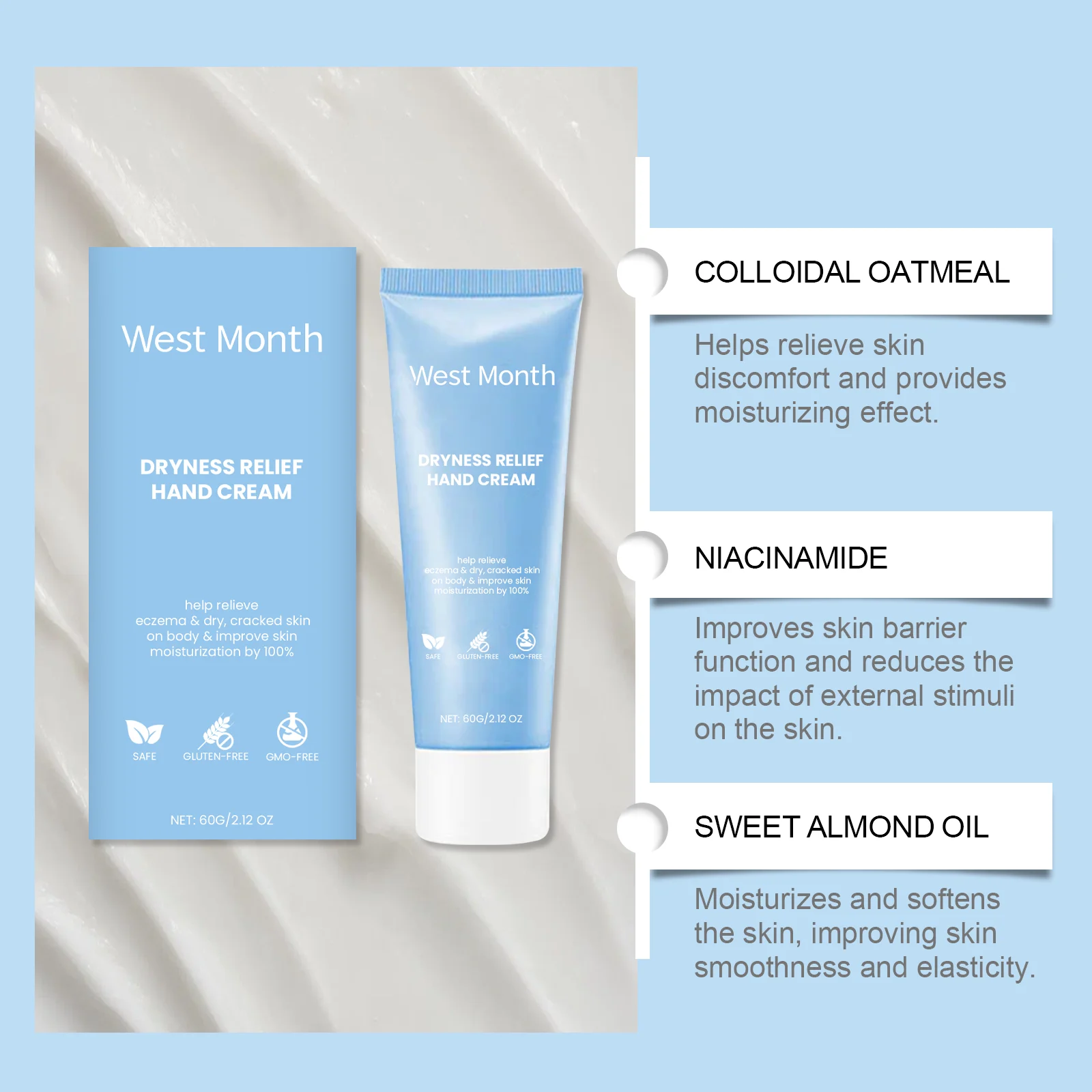 Dryness Relief Hand Cream 60g for Eczema, Cracked Skin & Moisturization 8 dryness relief hand cream 60g wes tf543r2d desc 8