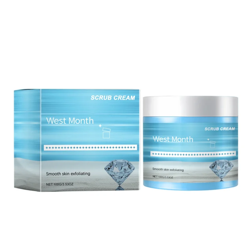 West Month Exfoliating Body Scrub in a 100g jar for smooth, radiant skin with natural ingredients.