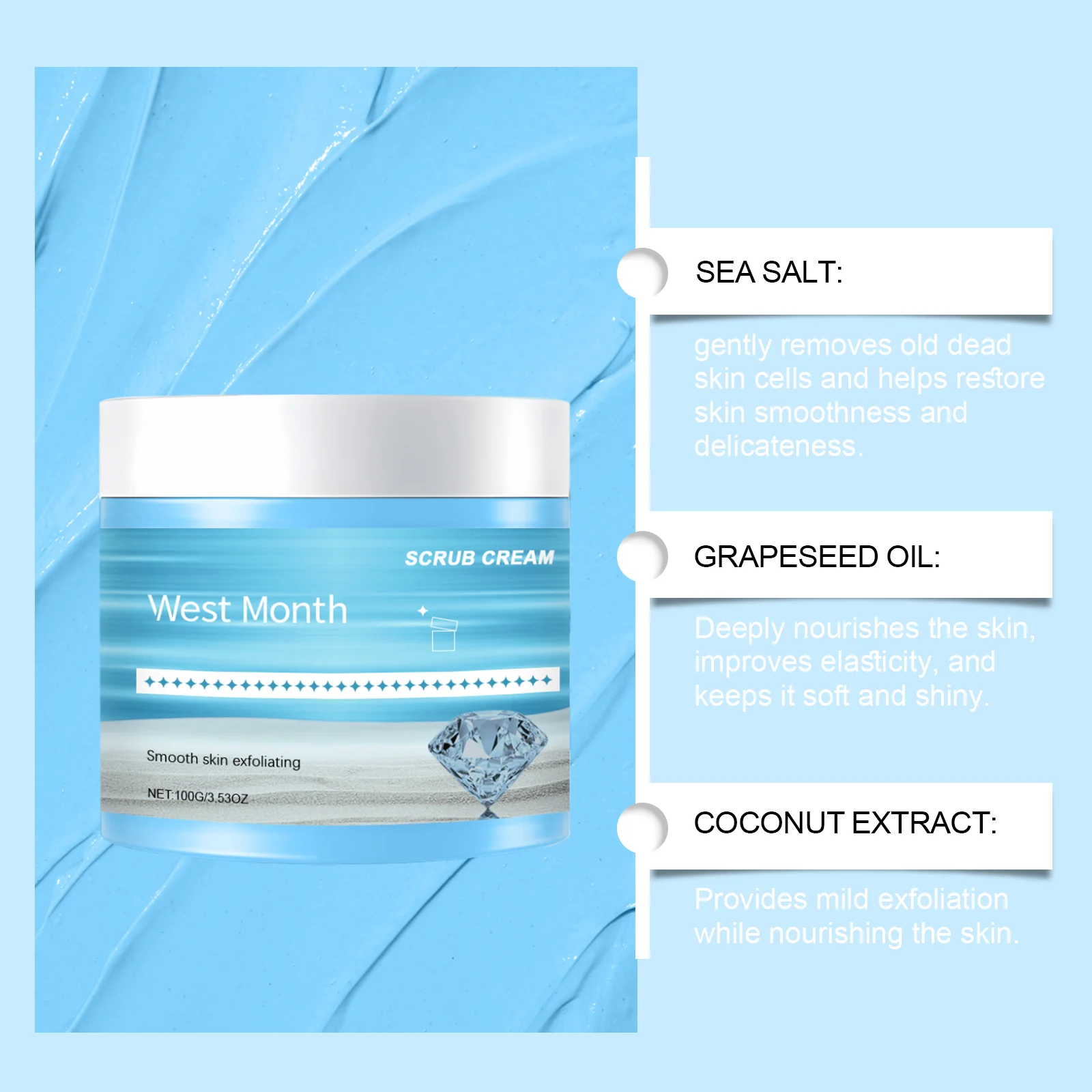 Exfoliating Body Scrub for All Skin Types 100g with Sea Salt & Glycerin 8 exfoliating body scrub 100g sea salt glycerin wes 42qaf9dz desc 8
