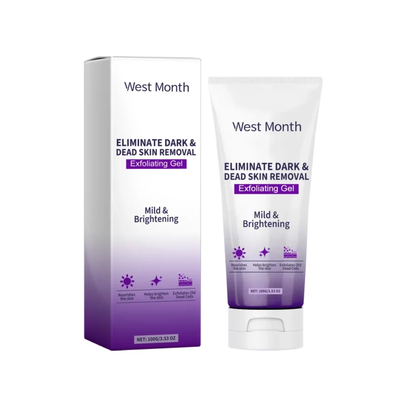 West Month Exfoliating Gel 100g with salicylic acid and kojic acid for gentle body exfoliation and skin brightening.