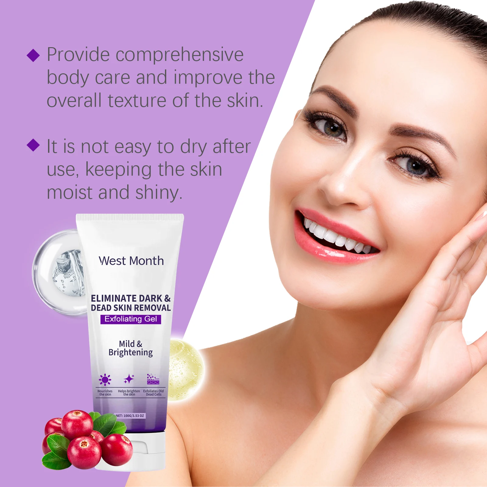 Exfoliating Gel for Body 100g, Gentle Dead Skin Remover with Brightening & Hydration 8 exfoliating gel body dead skin remover brightening 100g wes rbtcqvwk desc 8